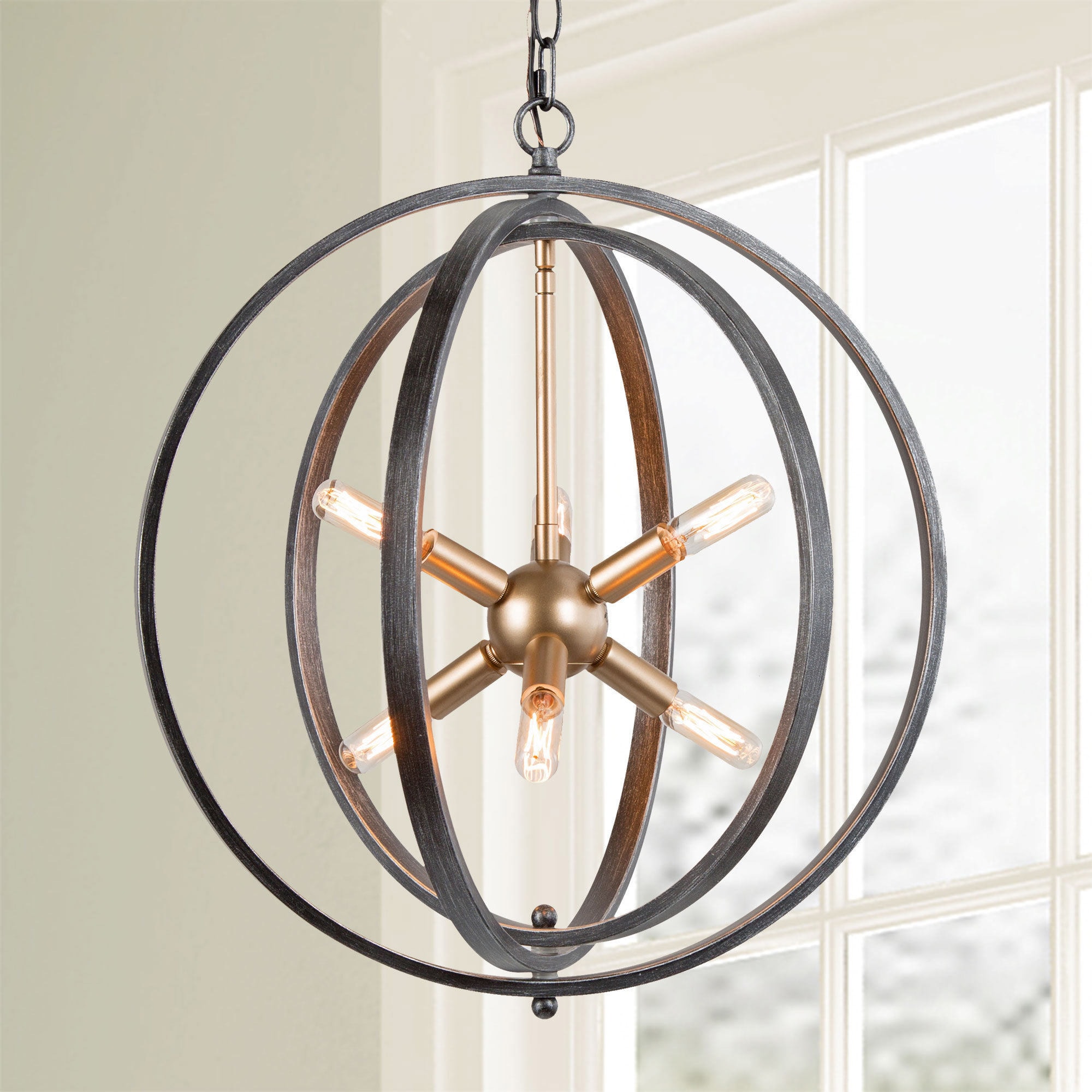 Uolfin YUEZIA-LWS24041-N7 6 -Light Brushed Gold Modern/contemporary For Use in Bedrooms, Dining Rooms, Foyers, Kitchens, Living Rooms Chandelier