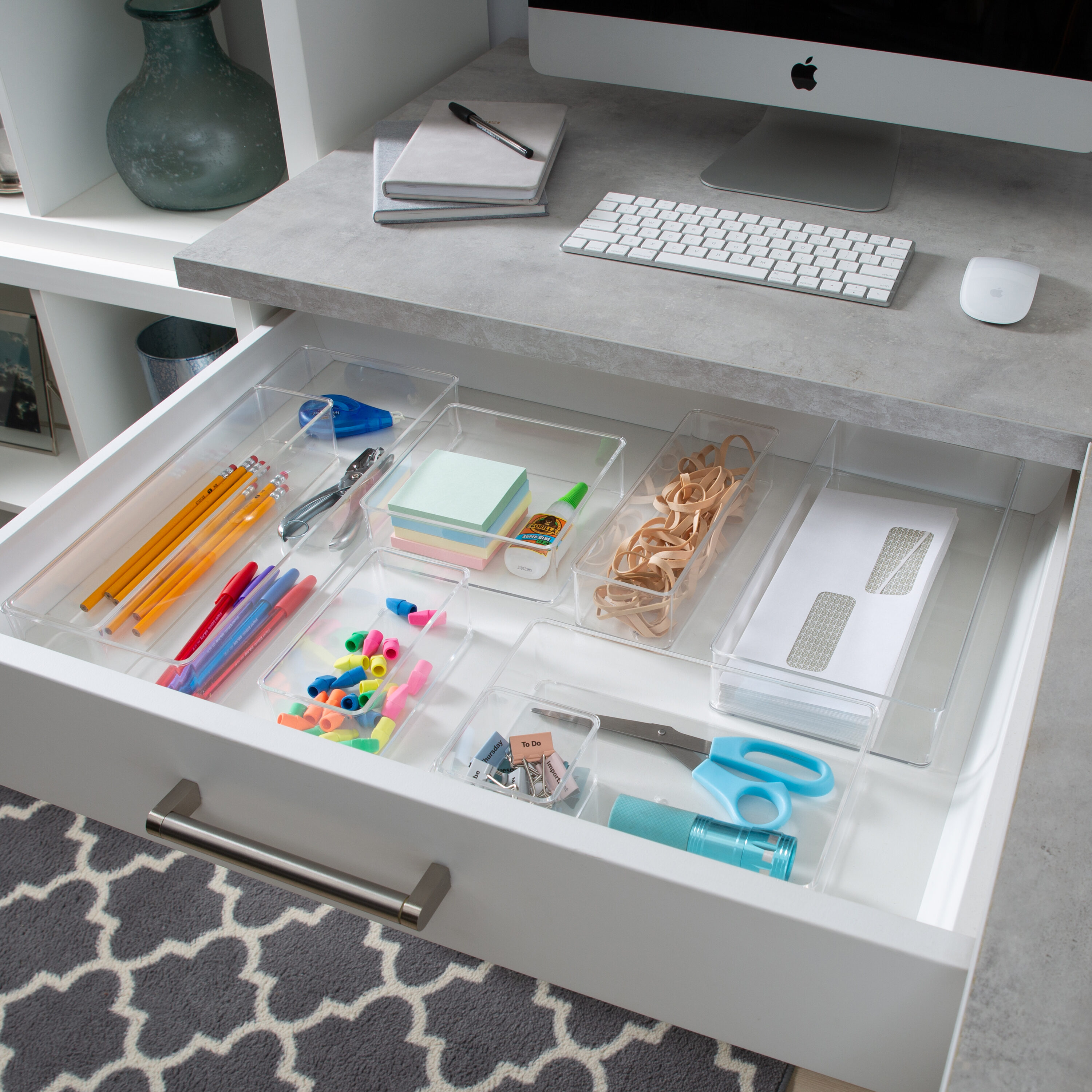 Simplify 12.52-in x 4.06-in Gray Plastic Stackable Drawer Divider