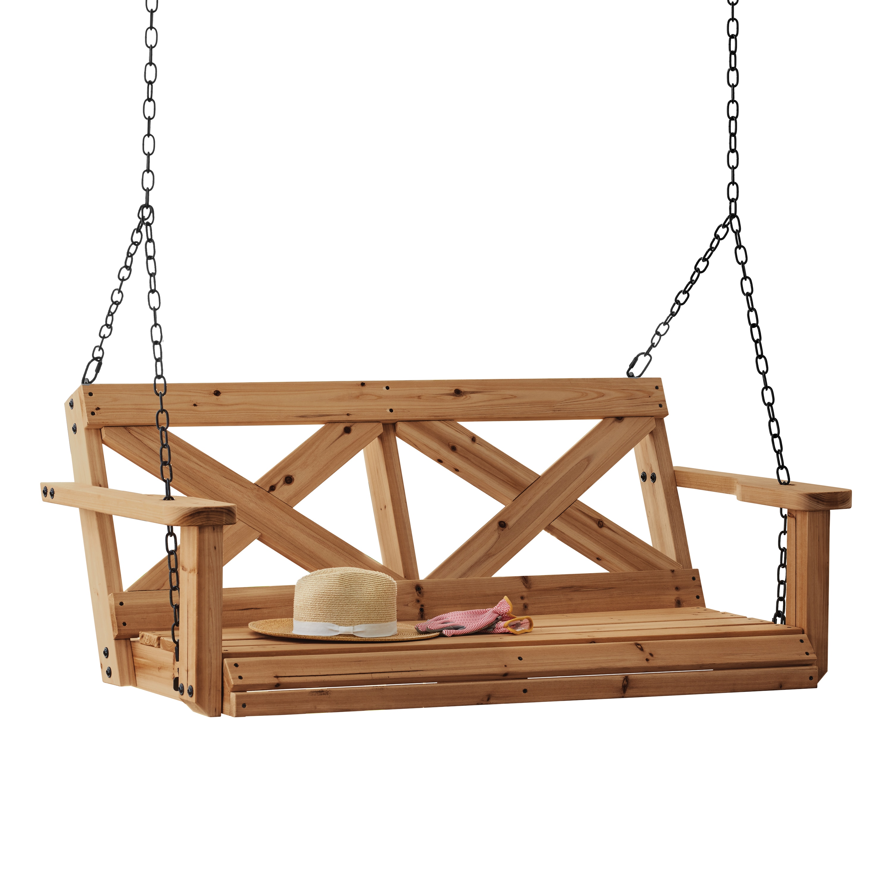 Backyard Discovery 2-person Light Brown Wood Outdoor Swing in the Porch ...