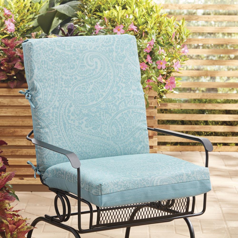 Allen Roth Neverwet 20 In X 21 In Nw Spa Blue Kensley High Back Patio Chair Cushion At 3147