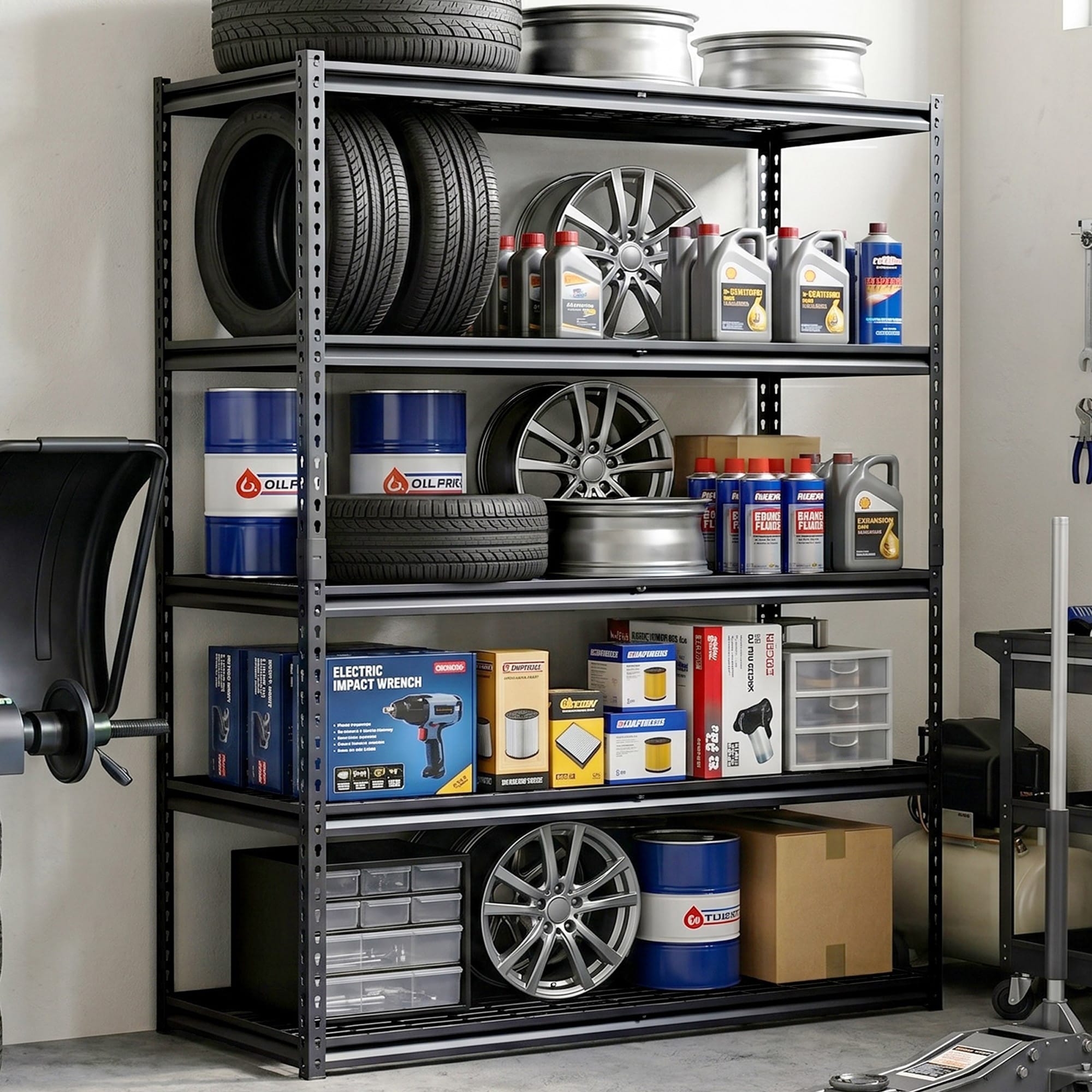 Cuschoice  48-in W x 24-in D x 72-in H 5-Tier Adjustable Heavy-Duty Garage Storage Shelving Unit 3000 lb Capacity Steel Rack