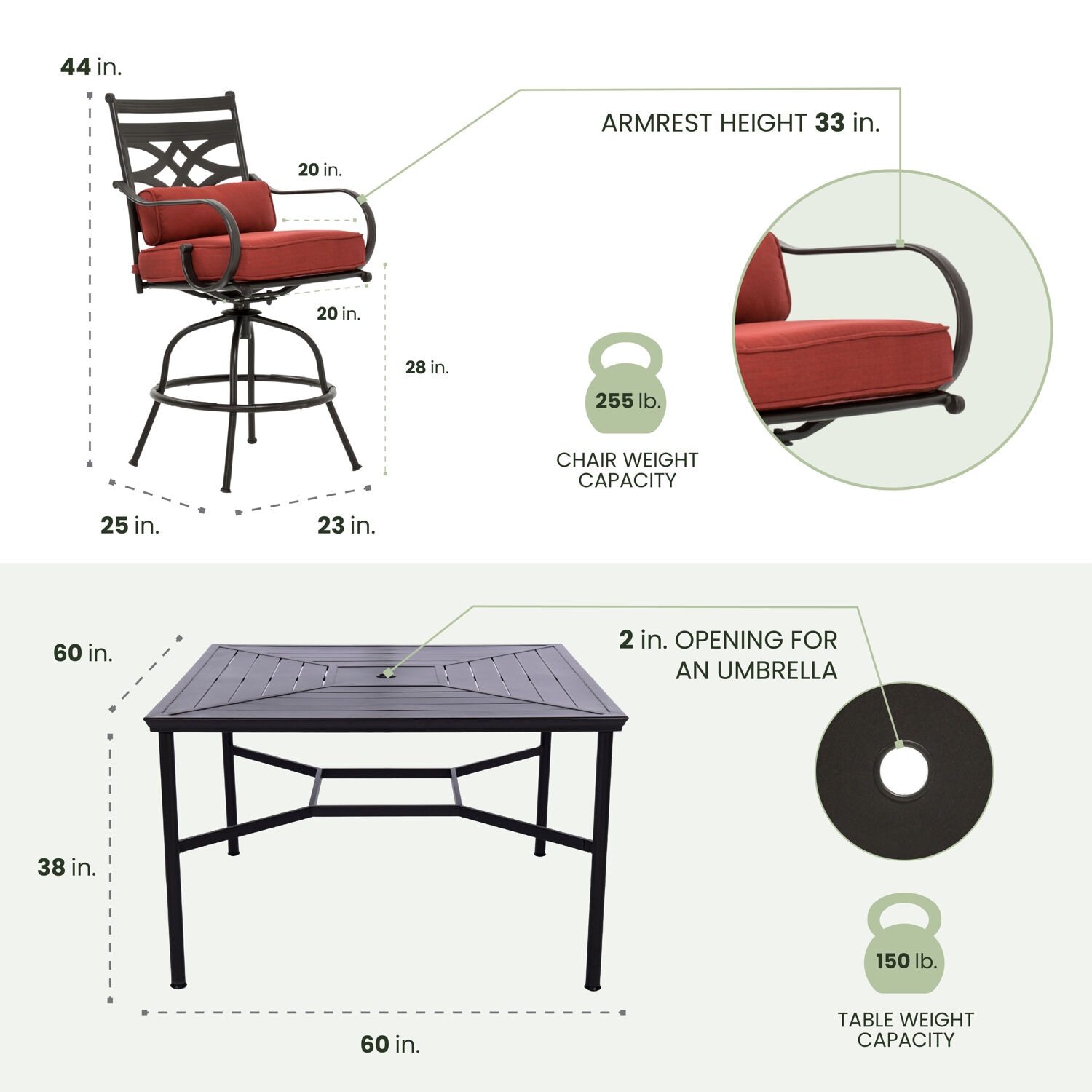 Hanover MCLRDN9PCBRSW8-CHL Patio-Dining-Sets - View #2