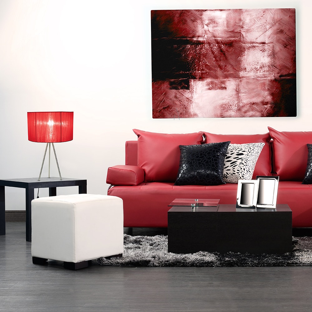 Simple Designs LT2006-RED 19.69-in Brushed Nickel/Red Rotary socket Table Lamp with Fabric Shade