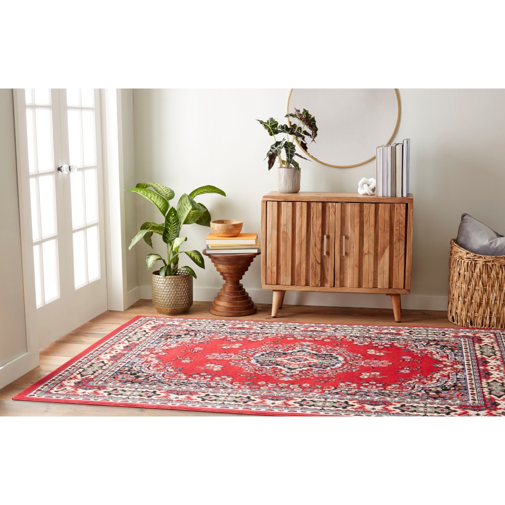 Home Dynamix 3-7069-202 Premium Sakarya 3 x 5 (ft) Loomed Polypropylene Red Rectangular Indoor Medallion French Country Area rug