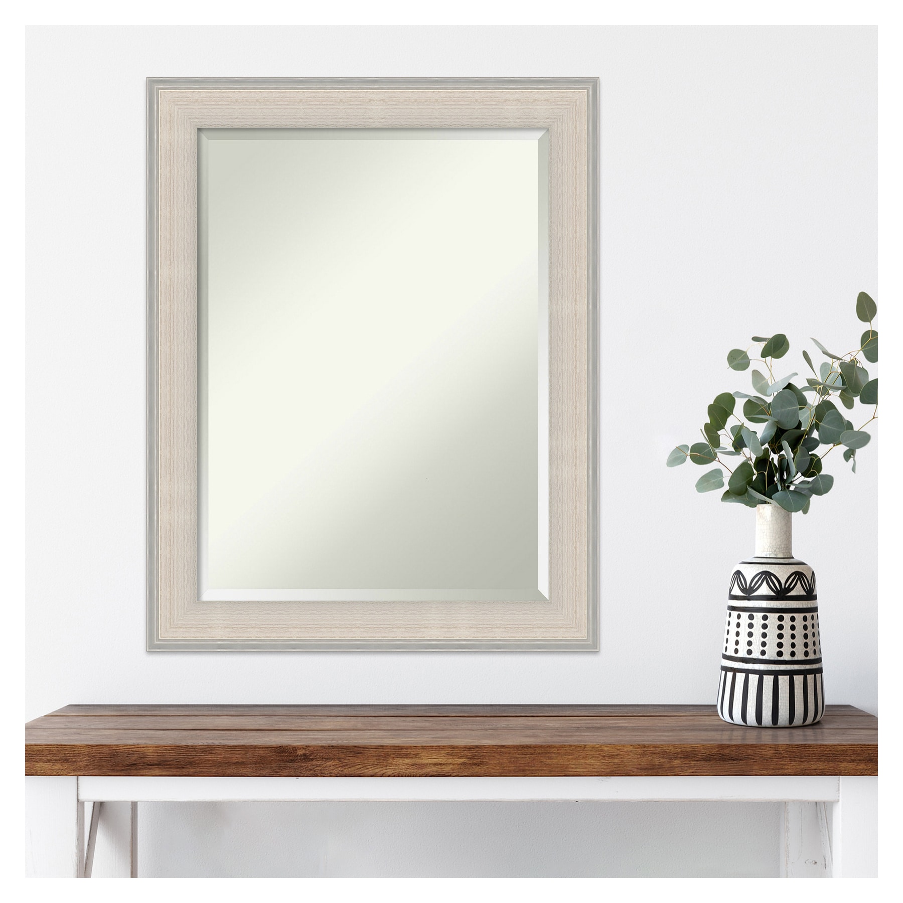 Cottage White Silver 22.5" x 28.5" Wood Framed Wall Mirror