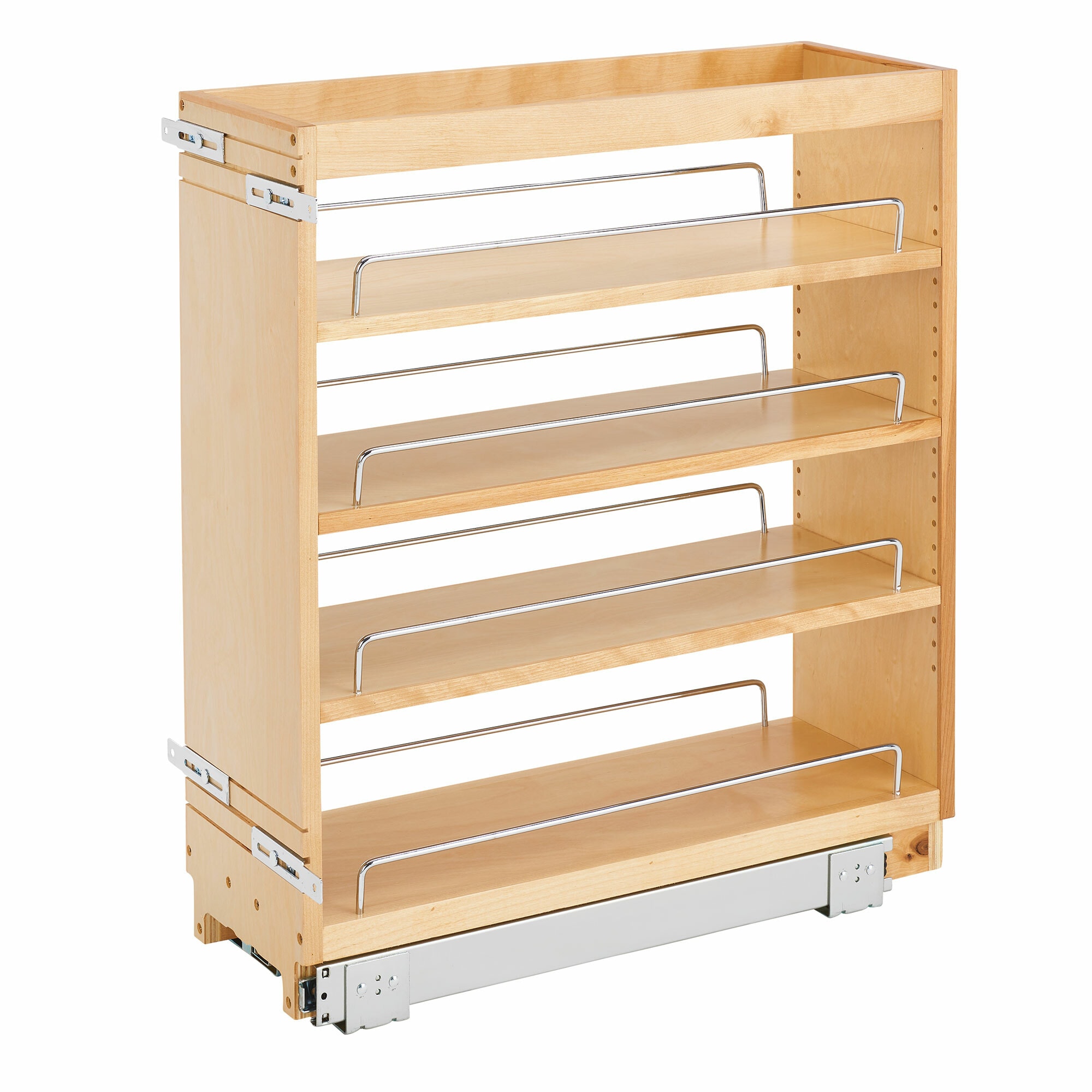 Rev-A-Shelf 156961 8-Inches W x 25.5-Inches H x 22.5-Inches D 4 -Tier Cabinet-mount Natural maple Wood Pull-out Sliding shelf kit