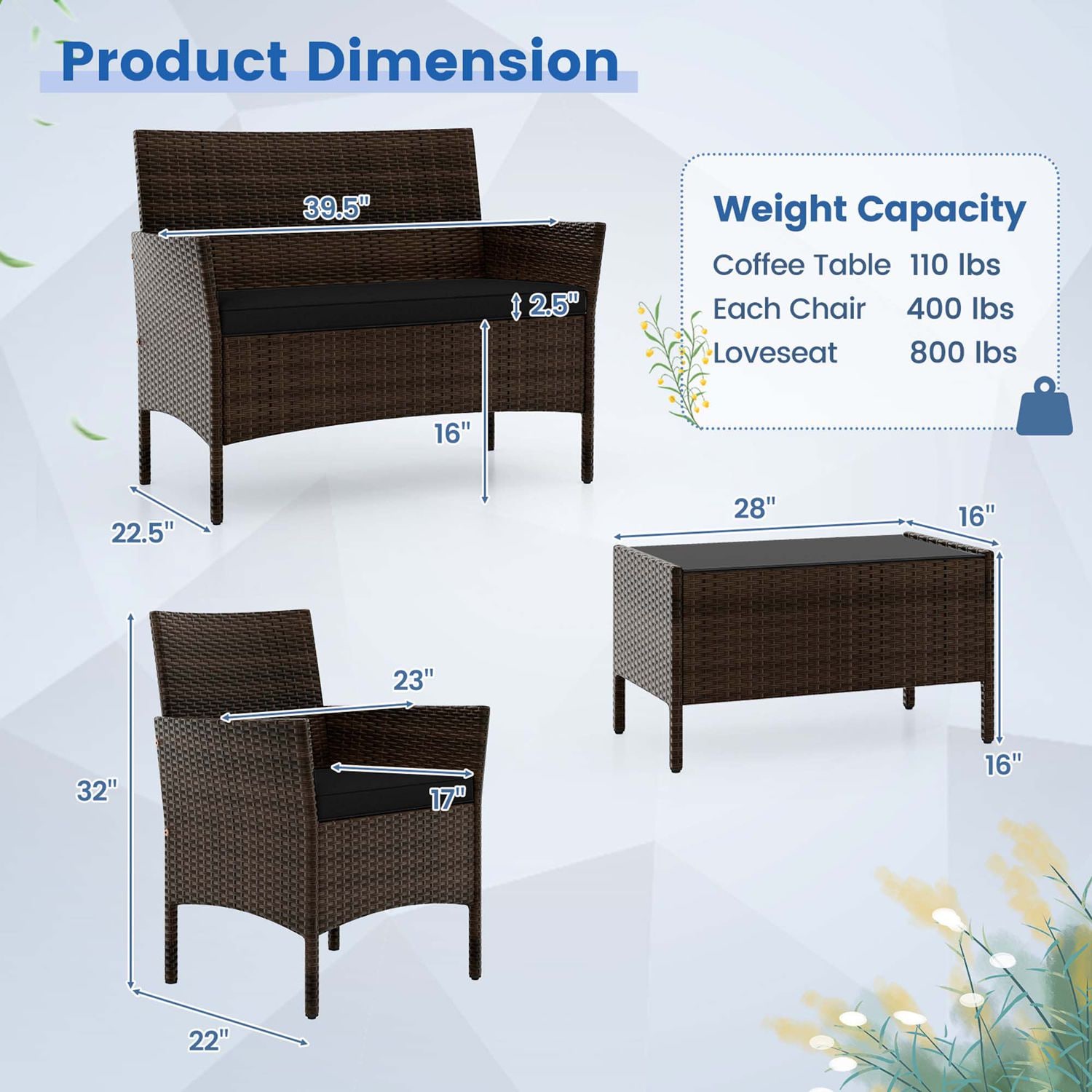 Costway HCST01304 Patio-Dining-Sets - View #3