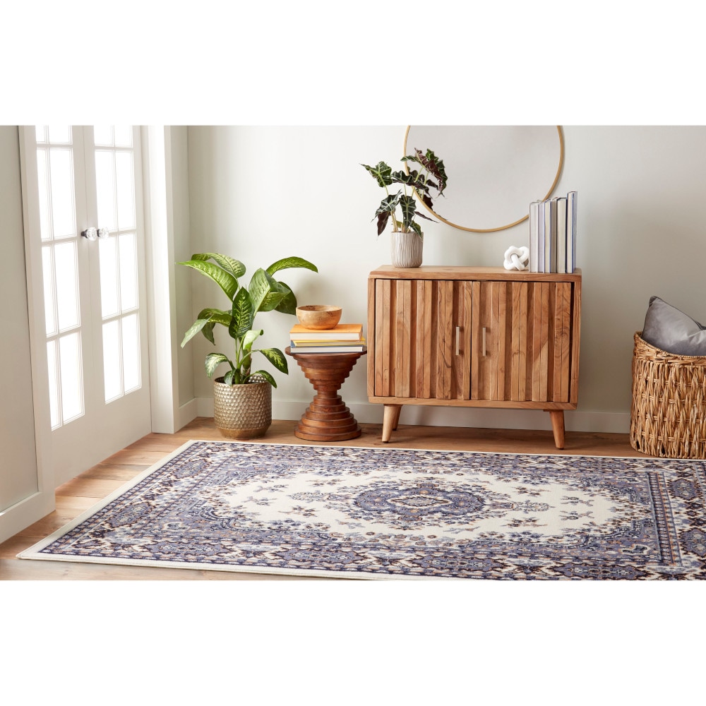 Home Dynamix 3-7069-103 Premium Sakarya 4 x 5 (ft) Loomed Polypropylene Ivory Rectangular Indoor Medallion French Country Area rug