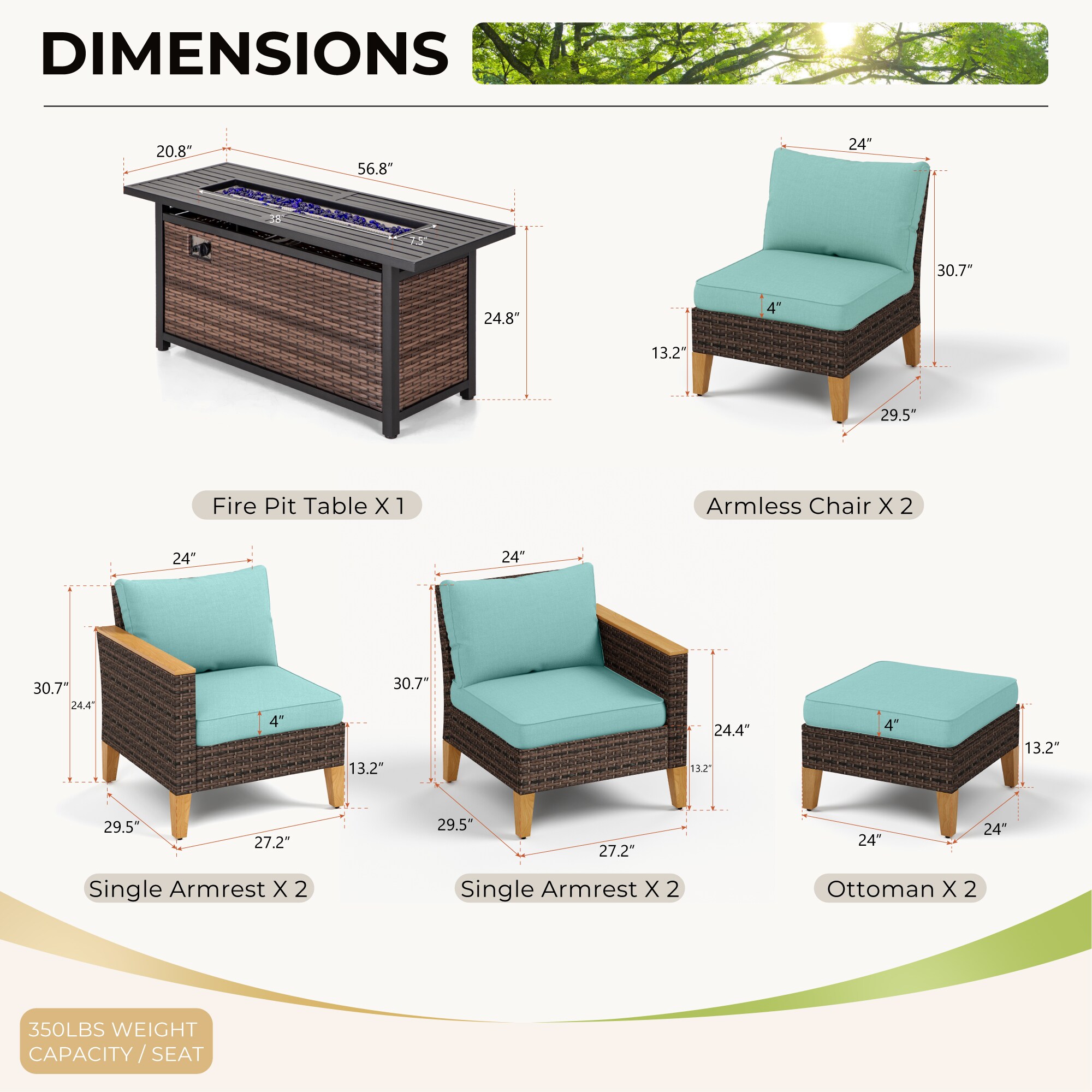 Sunshine Valley CR006-04-8-GS103-BU Patio-Conversation-Sets - View #2