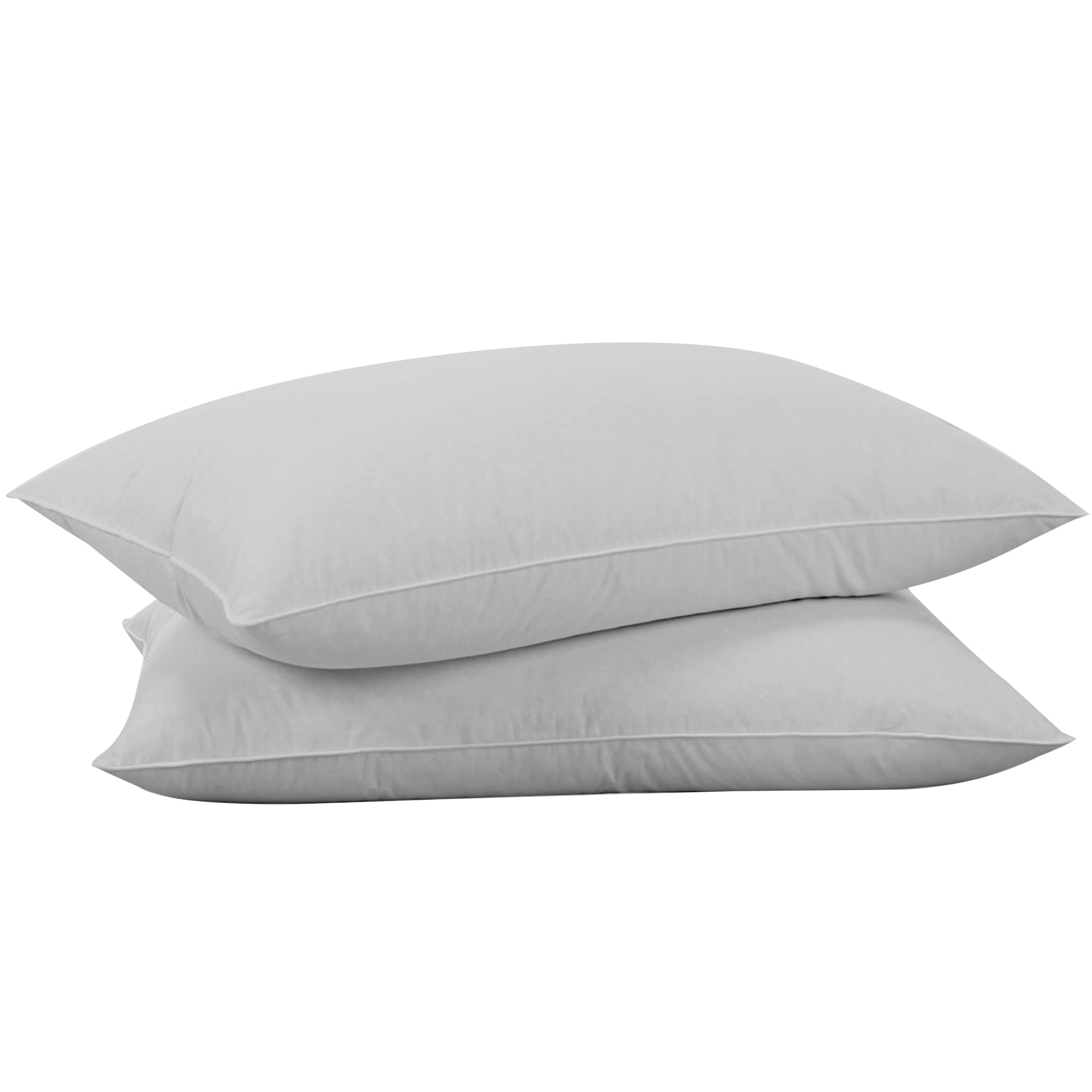 OMOMMD - Grey Queen Pack of 2 Goose Down Feather Cotton Pillow Medium Firm Hotel Quality Breathab...