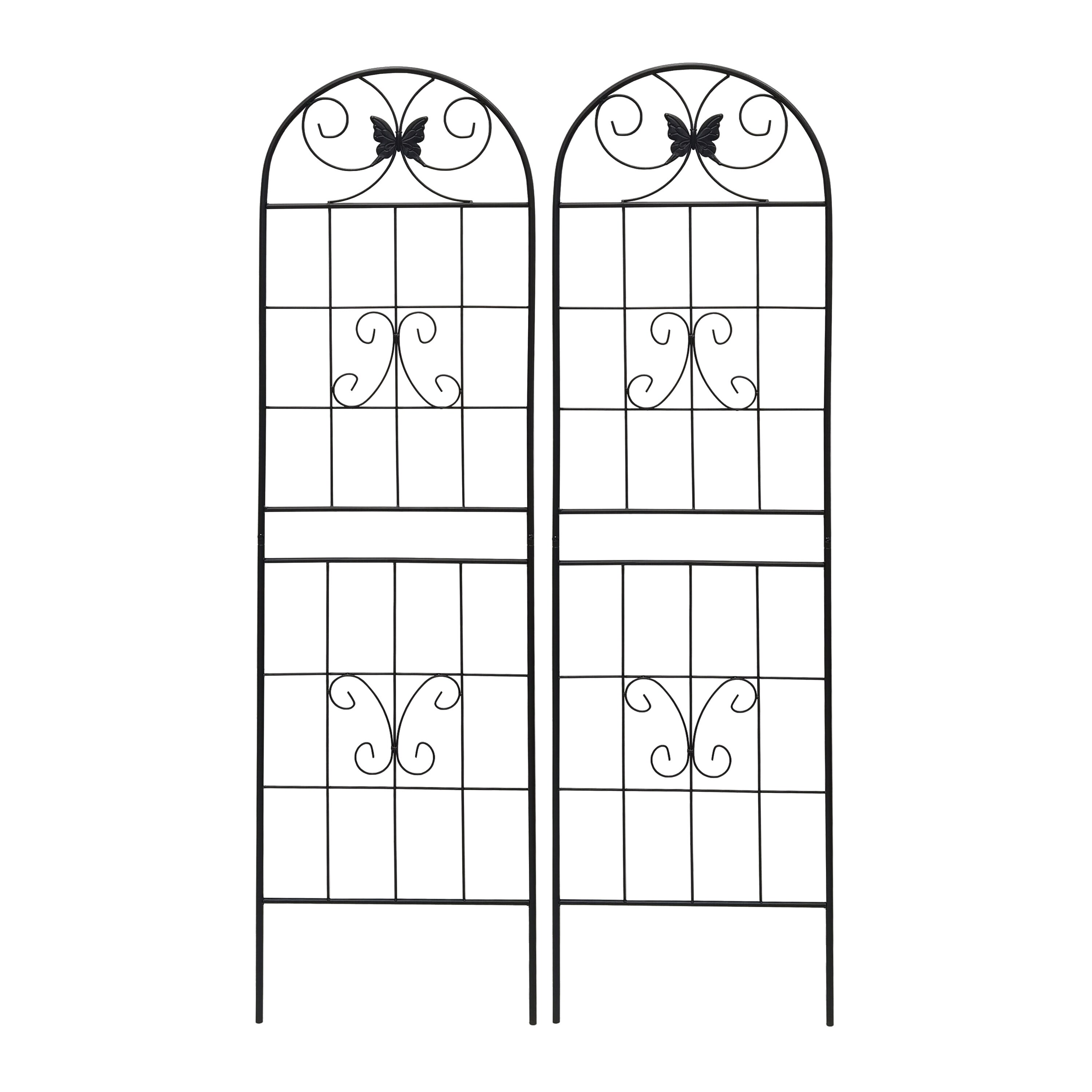 AHIOU HOME ZAAHG-P266769GT Newak 19.7-in W x 71-in H Black Iron Garden Trellis For Climbing Plants For Cucumbers For Roses For Tomatoes 2 -Pack