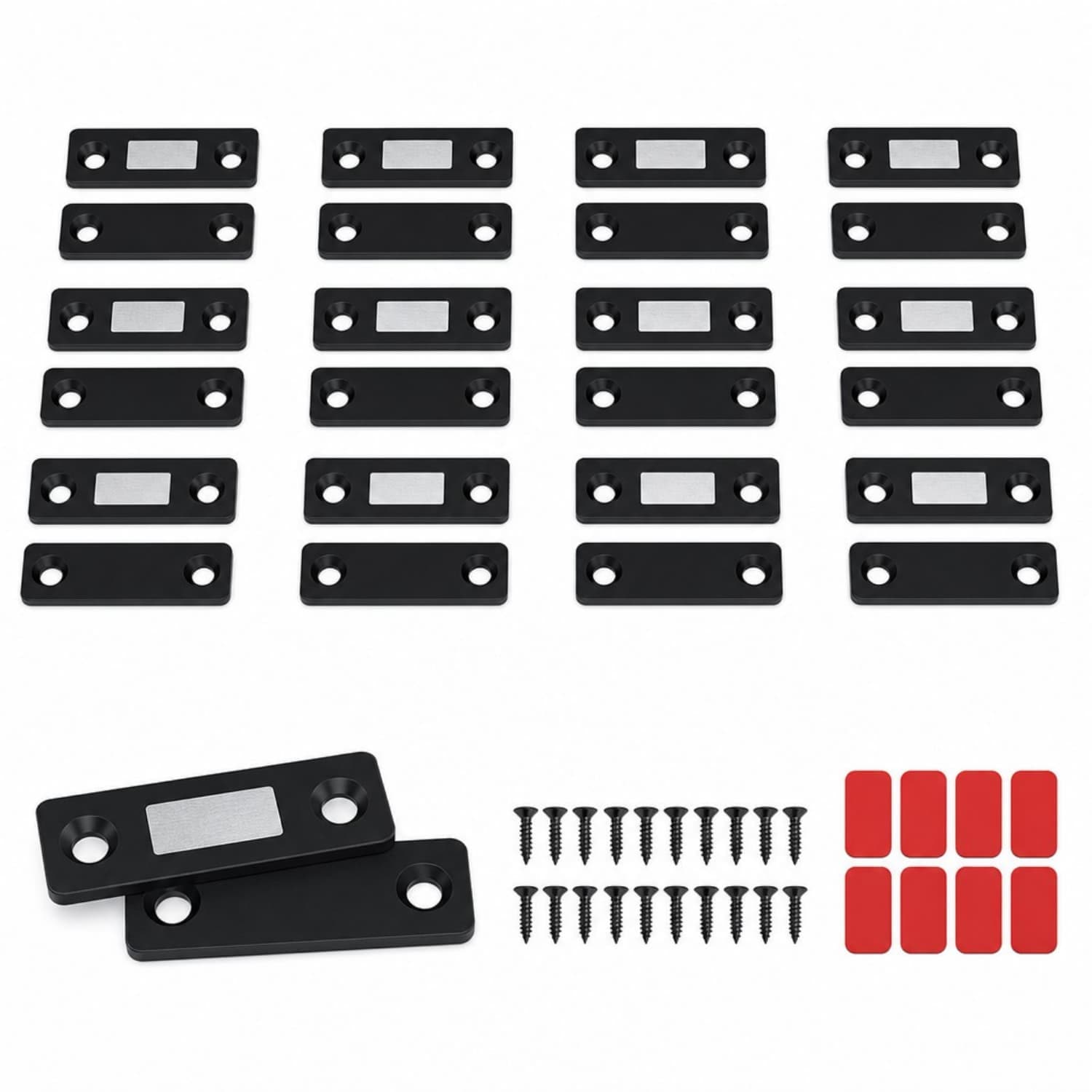 OGETFUUR 16-Pack Ultra Thin Magnetic Black Cabinet Door Catch for Cabinets Kitchen Closet Door Closing Magnetic Door Catch Closer