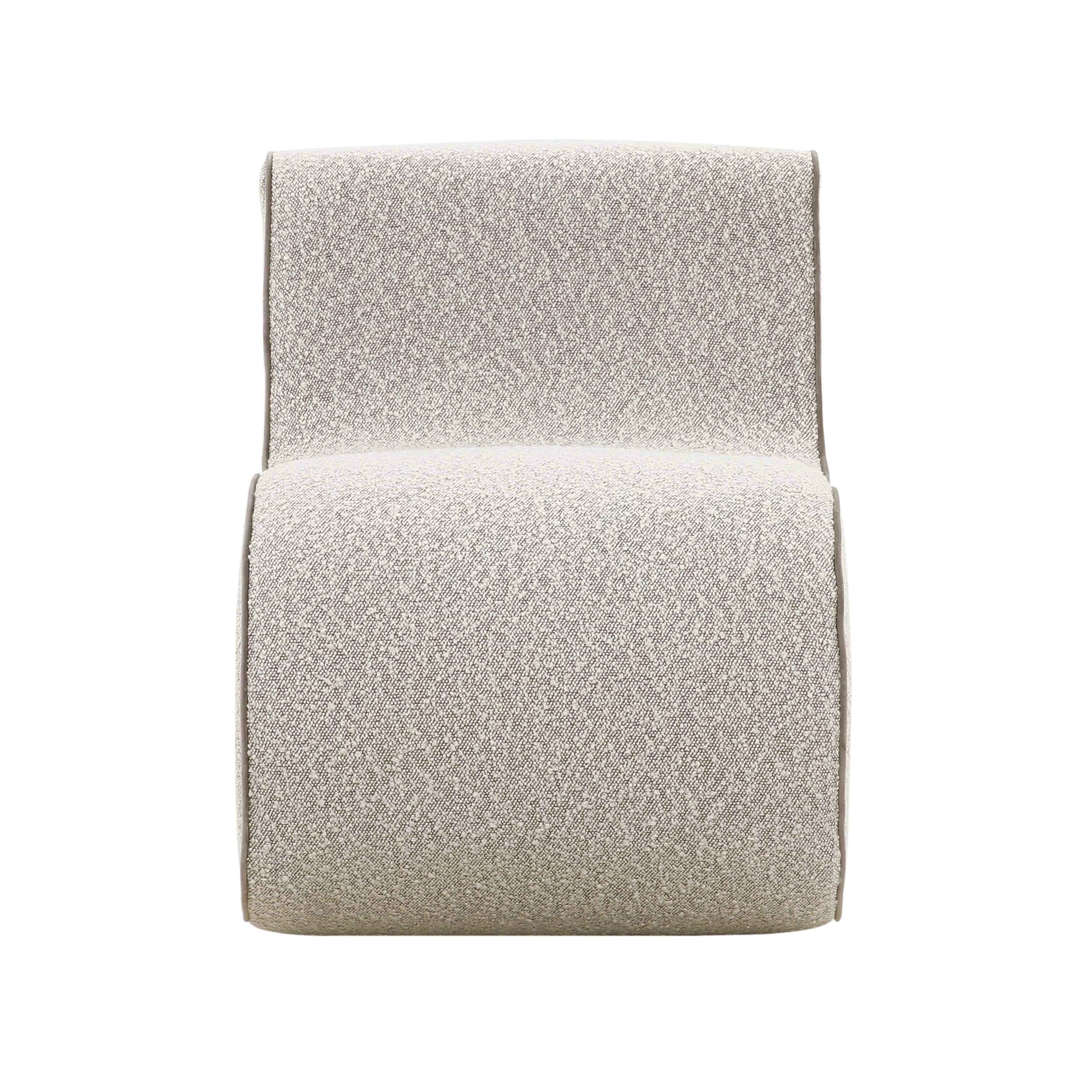Gray Velvet and Boucle Handcrafted Wiggle Accent Chair