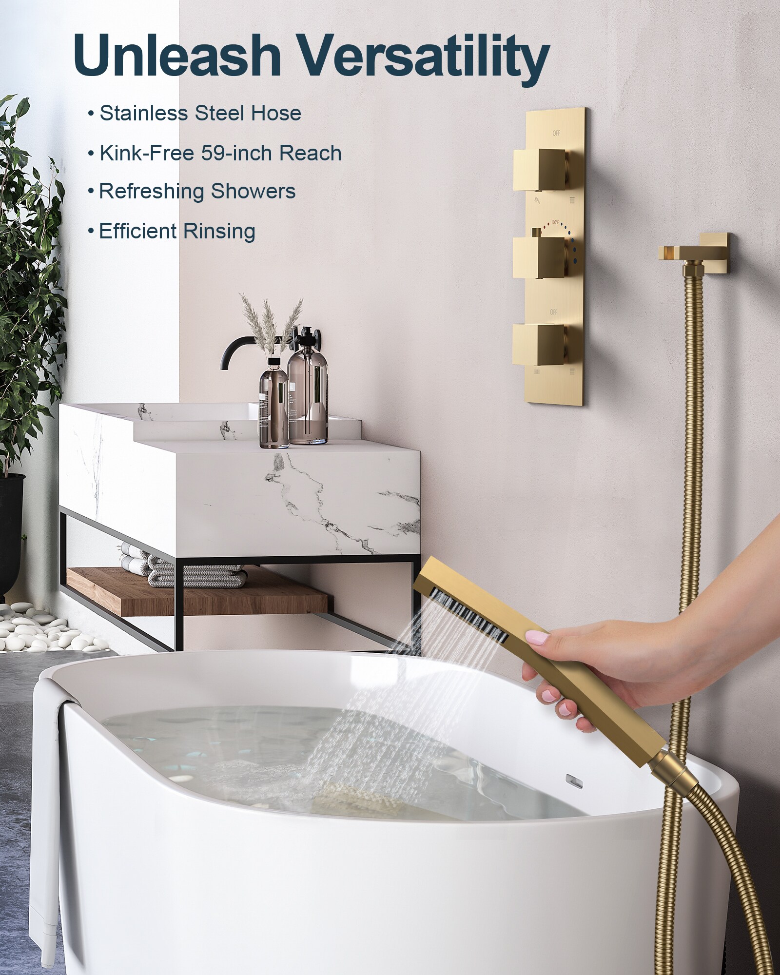 GRANDJOY SFS-1068-GD12 Showerhead-Bar-Panels - View #8