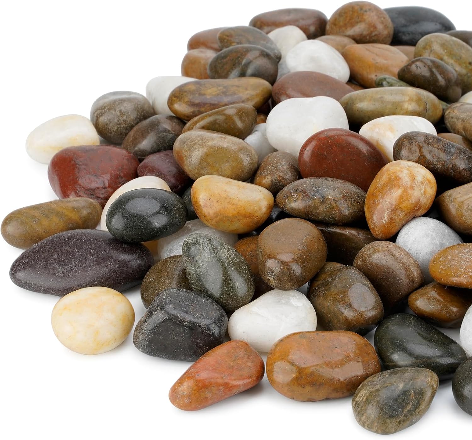 EFCUT Polished Pebbles 3/8 Natural Decorative Mixed Color Stones Aquarium Gravel River Rocks for Potted Plants Landscaping and Home Decor (10-lb Bag)