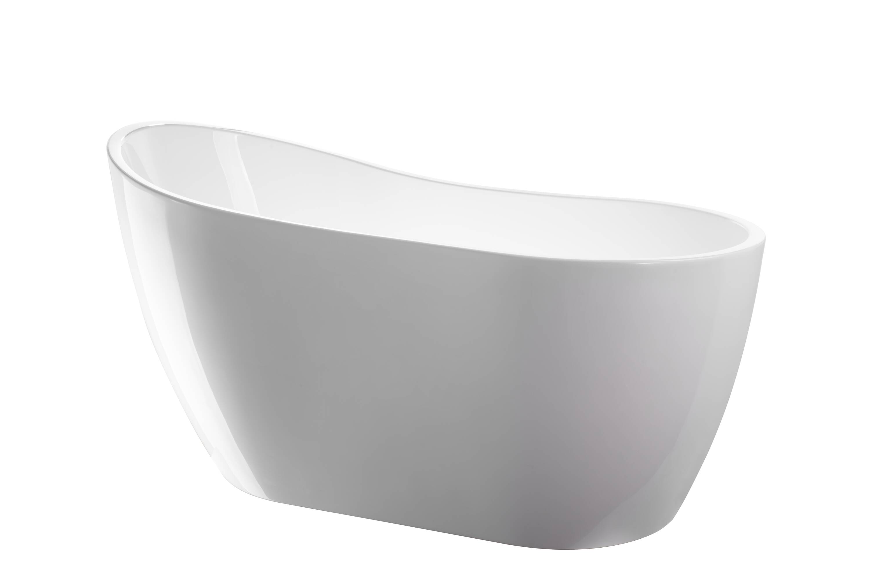 54" White Acrylic Freestanding Soaking Bathtub with Chrome Drain