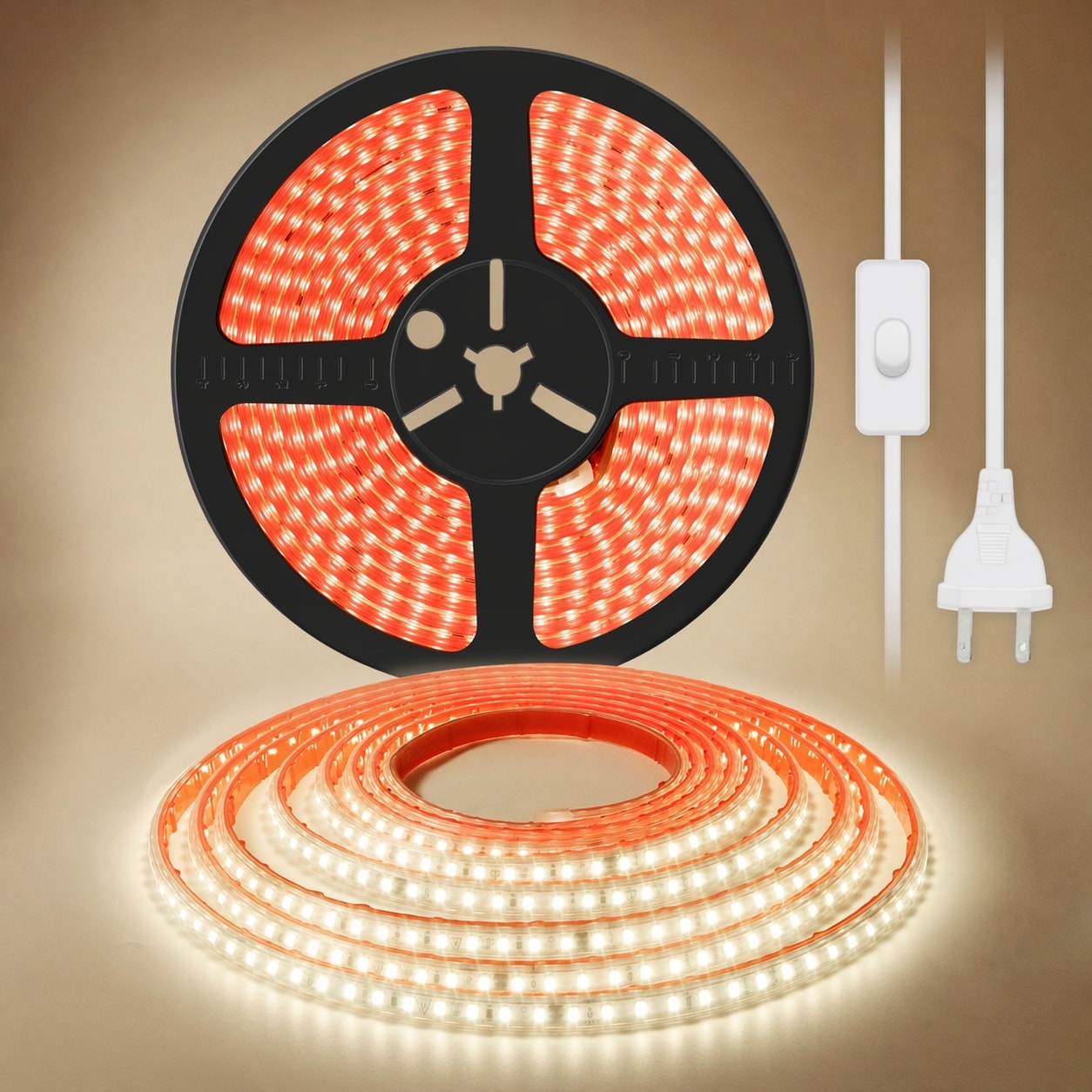 AOIZGMY Outdoor Waterproof LED Strip Lights 328 ft 110V 4000K Adhesive ...