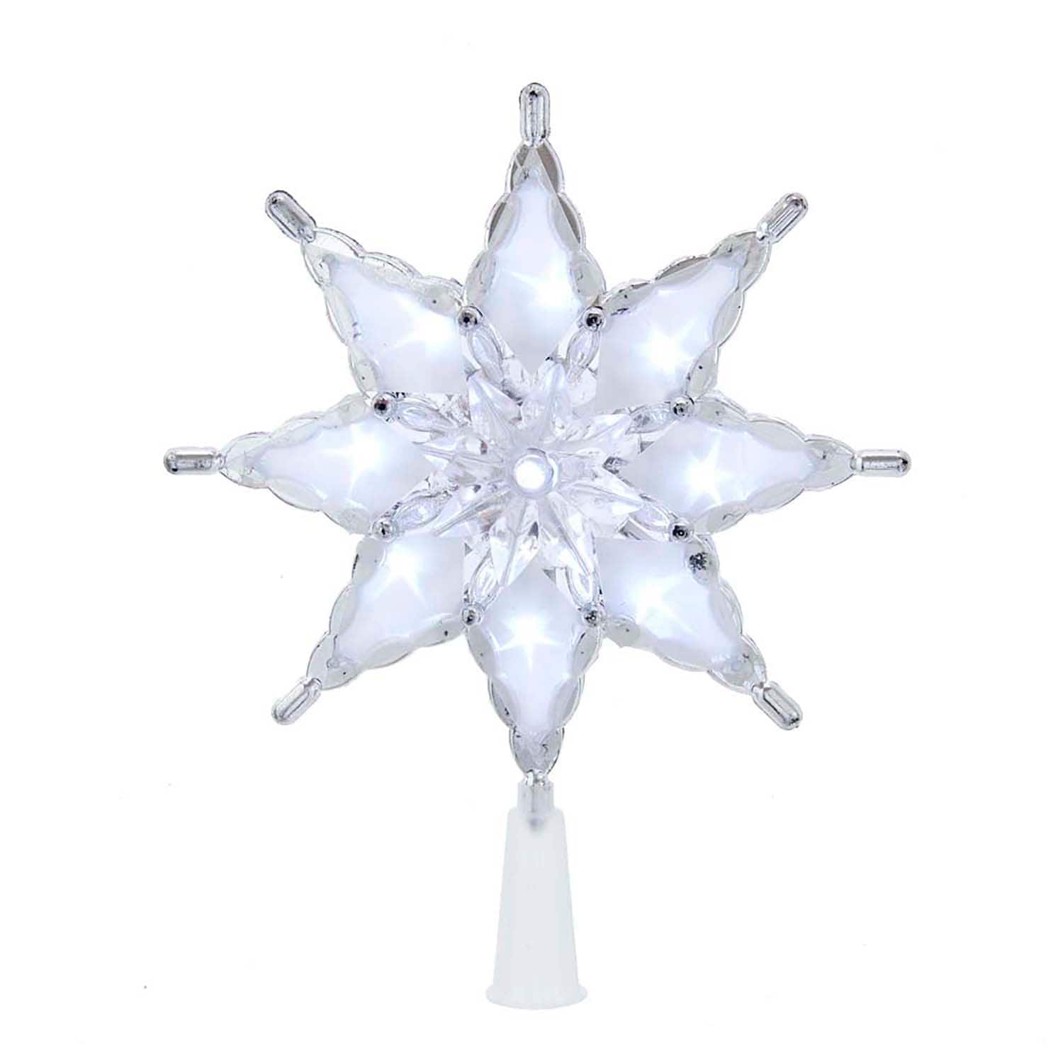 PEPPERLONELY 8 H White Star Christmas Tree Topper Christmas Décor,  Sparkling White Shatter Resistant, Perfect for Any Size Christmas Tree