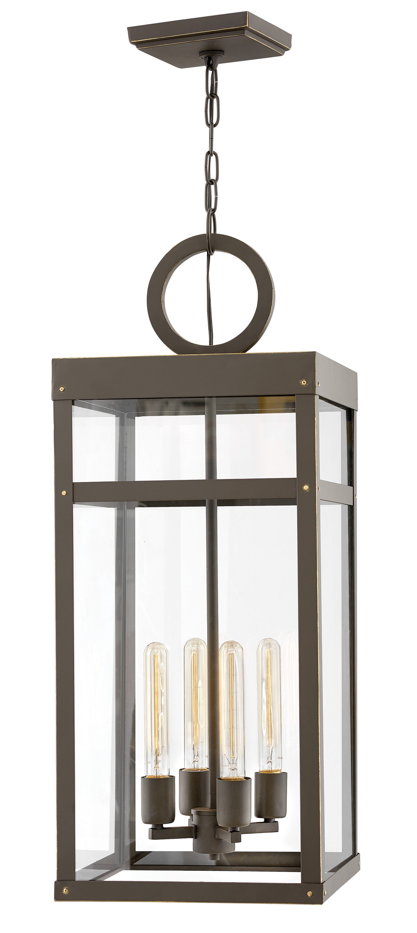 Hinkley 2808OZ Porter Oil Rubbed Bronze Transitional Clear glass Rectangle Medium Indoor/Outdoor Hanging Pendant light
