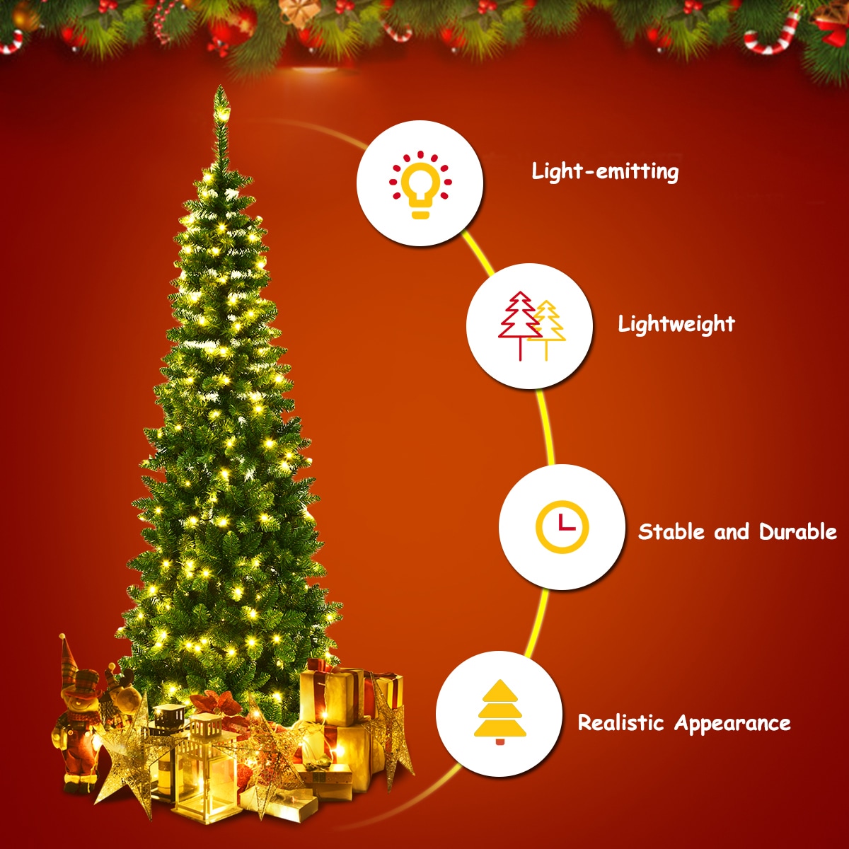 Costway CM22072 Artificial-Christmas-Trees - View #3