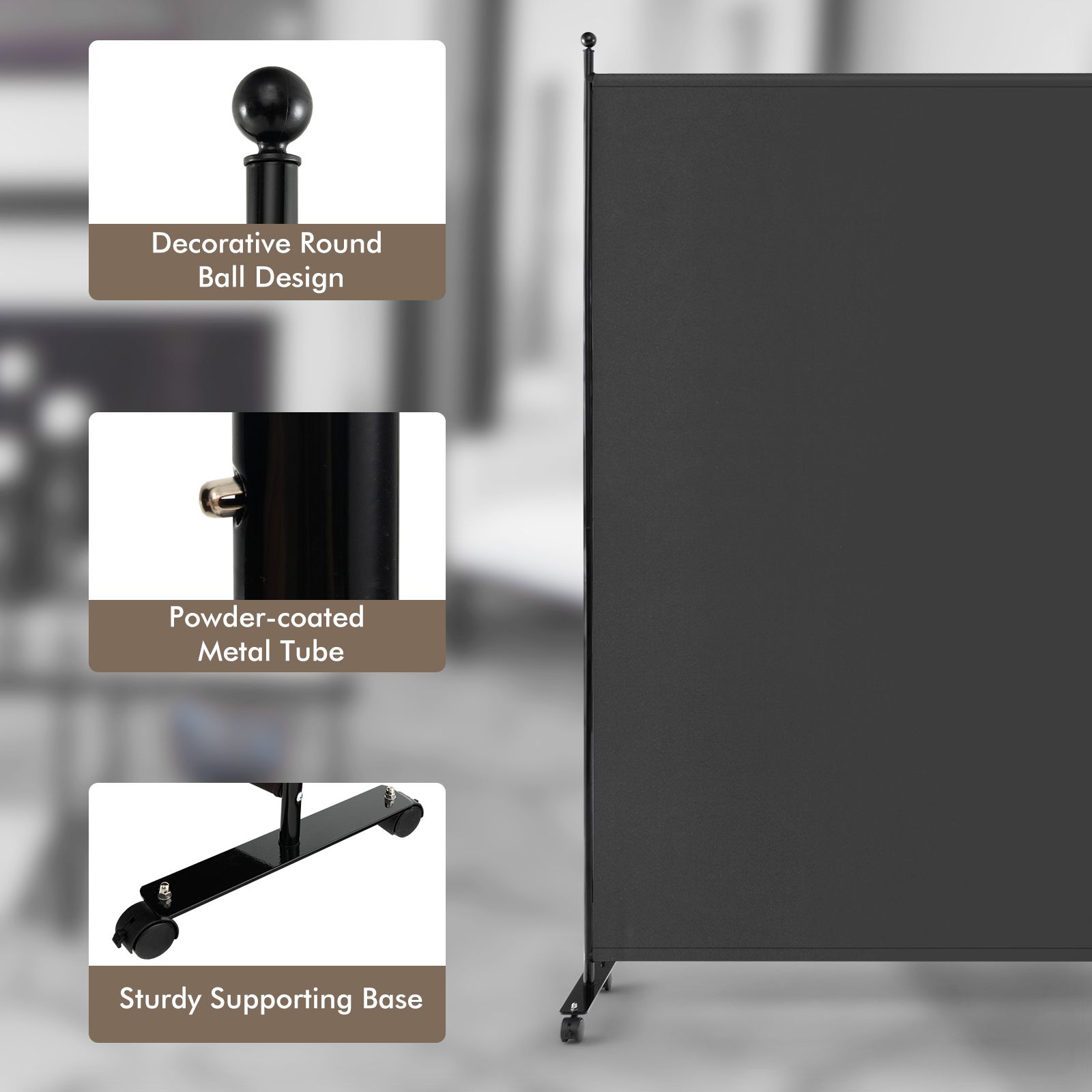 Slickblue Folding Modern Style Brown/Dark Gray Room Divider with ...