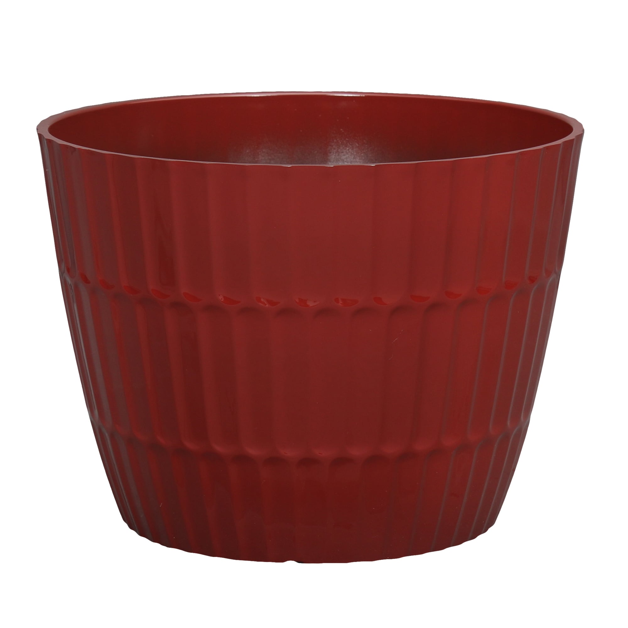 Style Selections PLG1712PRG Round 10.83-Inches W Medium Red Resin Contemporary/Modern Indoor/Outdoor Planter with Drainage Holes
