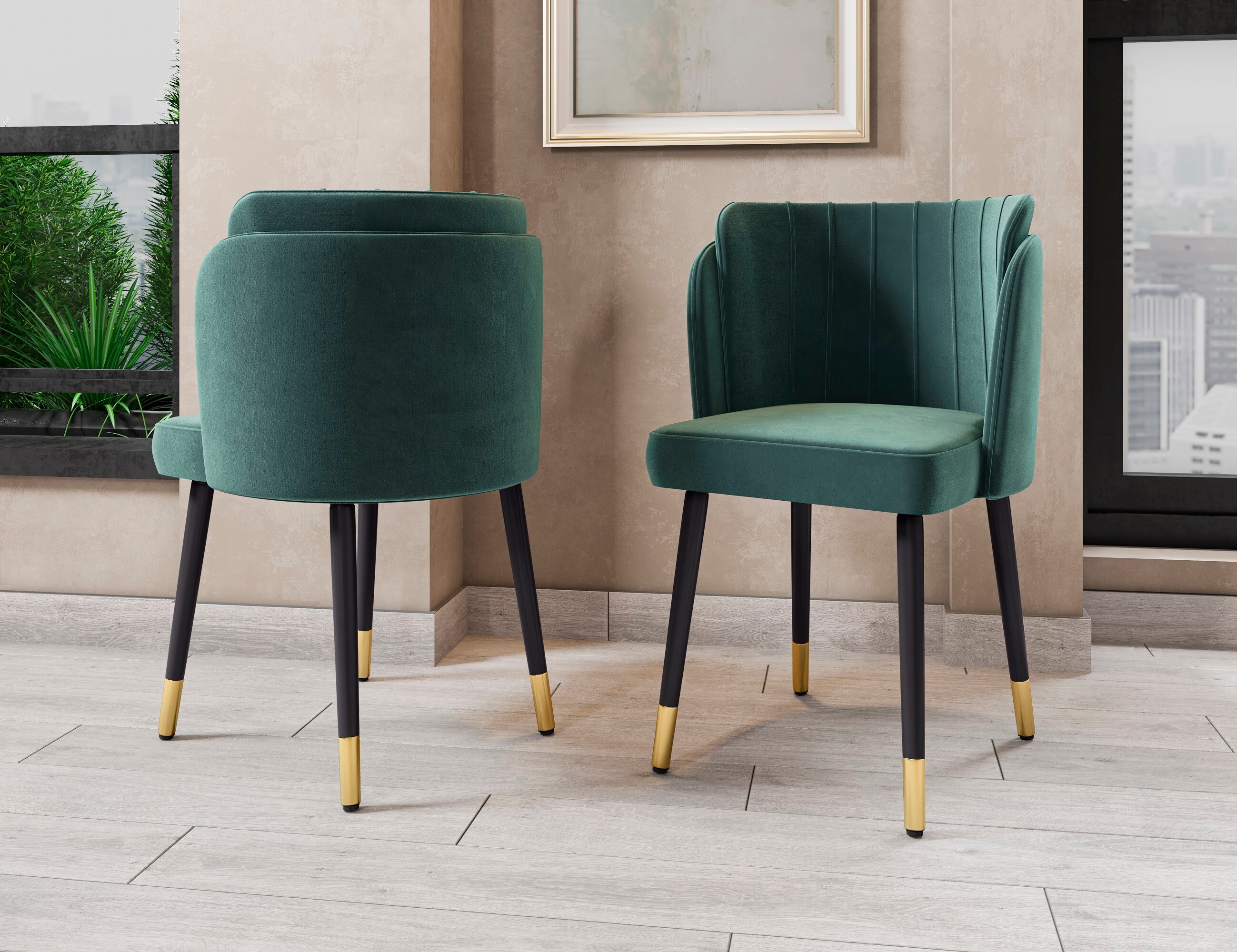 Manhattan Comfort DC043-GR Zephyr Contemporary/Modern Velvet Upholstered Dining Side Chair (Wood Frame)