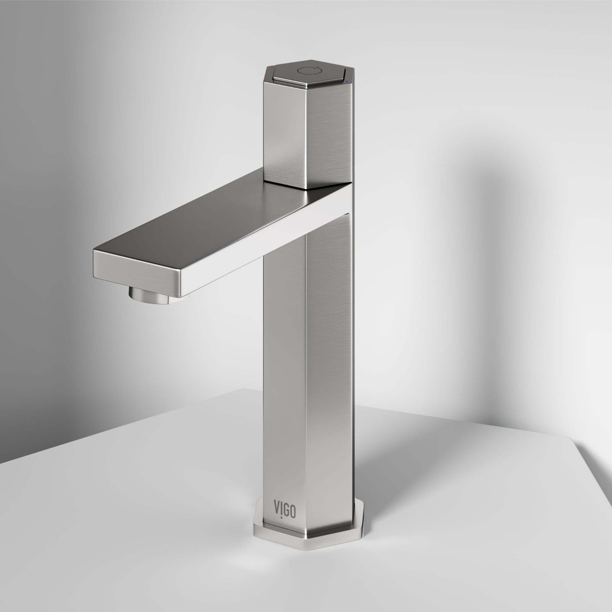 Nova Hexagonal Brushed Nickel Single-Hole Bathroom Faucet