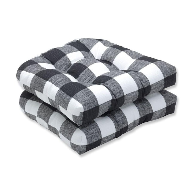 Pillow Perfect Anderson Matte 2 Piece Black Patio Chair Cushion In The Furniture Cushions Department At Com - Black And White Check Patio Chairs