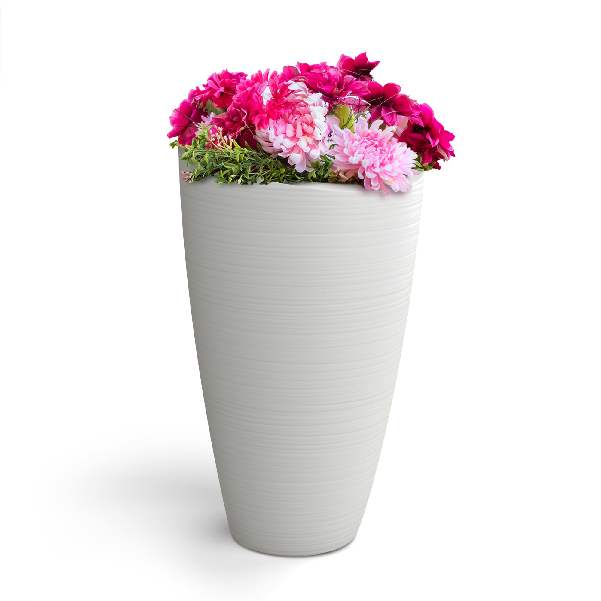 Mayne 8881-W Round 22.0-in W Large White Plastic Contemporary/Modern Indoor/Outdoor Planter