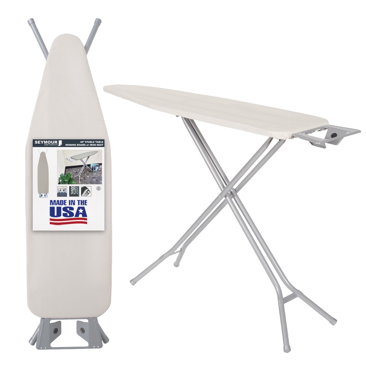 SEYMOUR HOME PRODUCTS 8144166 Off-white Freestanding Folding ironing board ( 48-Inches x 14.25-Inches x 36-Inches )
