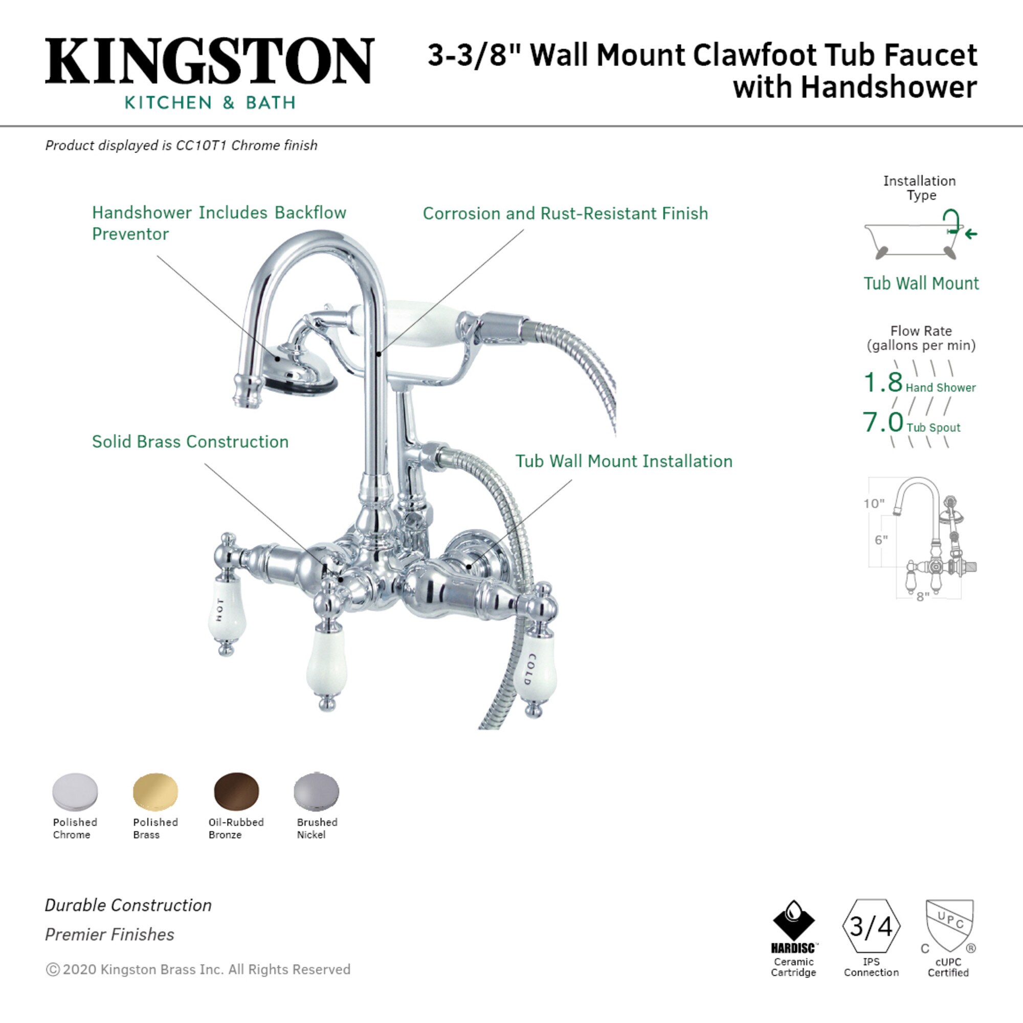 Elements of Design DT0075CL Roman-Tub-Faucets - View #2