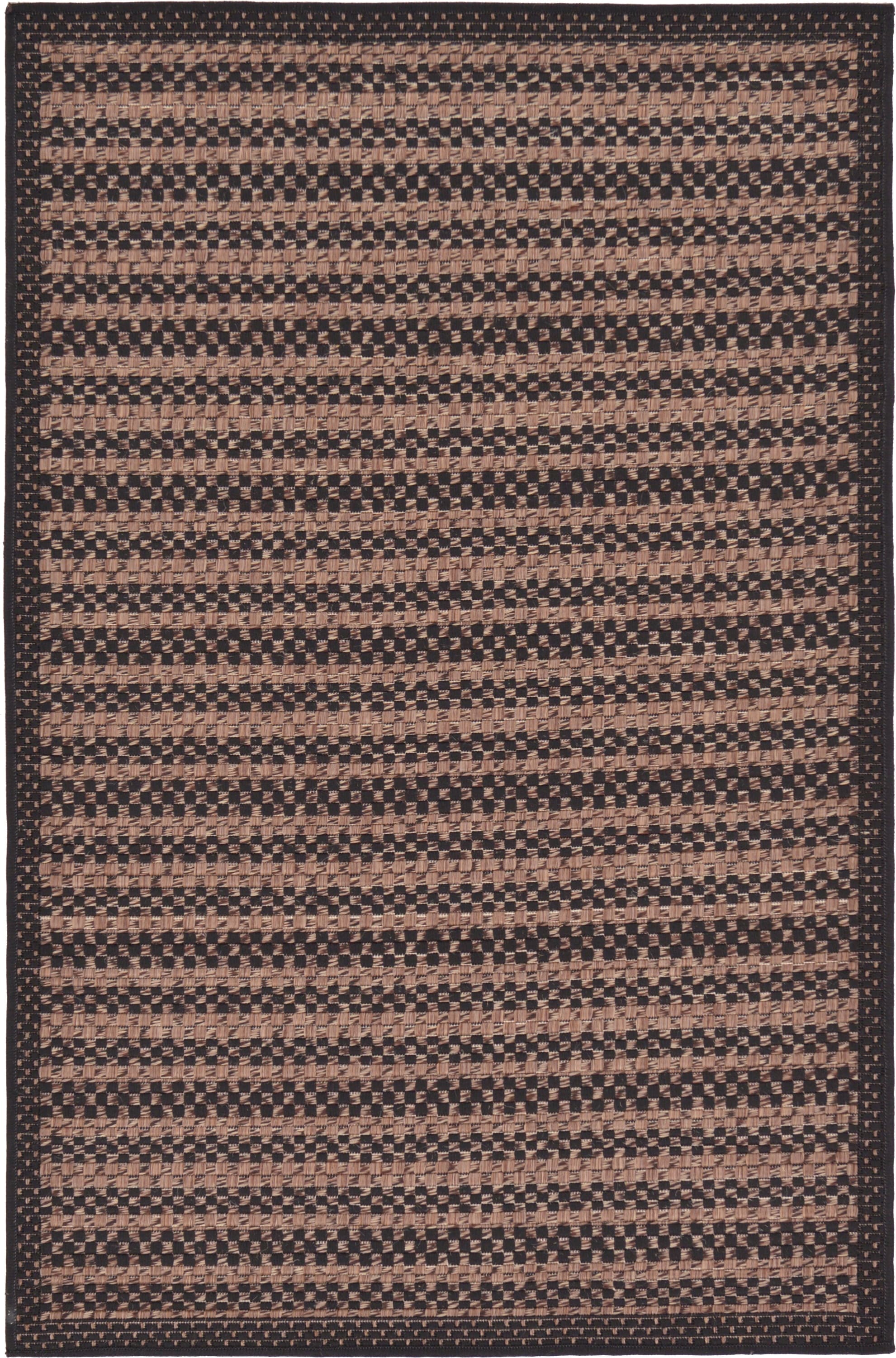 Unique Loom 3126509 Checkered Outdoor 3 x 5 (ft) Loomed Polypropylene Black/Brown Rectangular Indoor/Outdoor Geometric Area rug