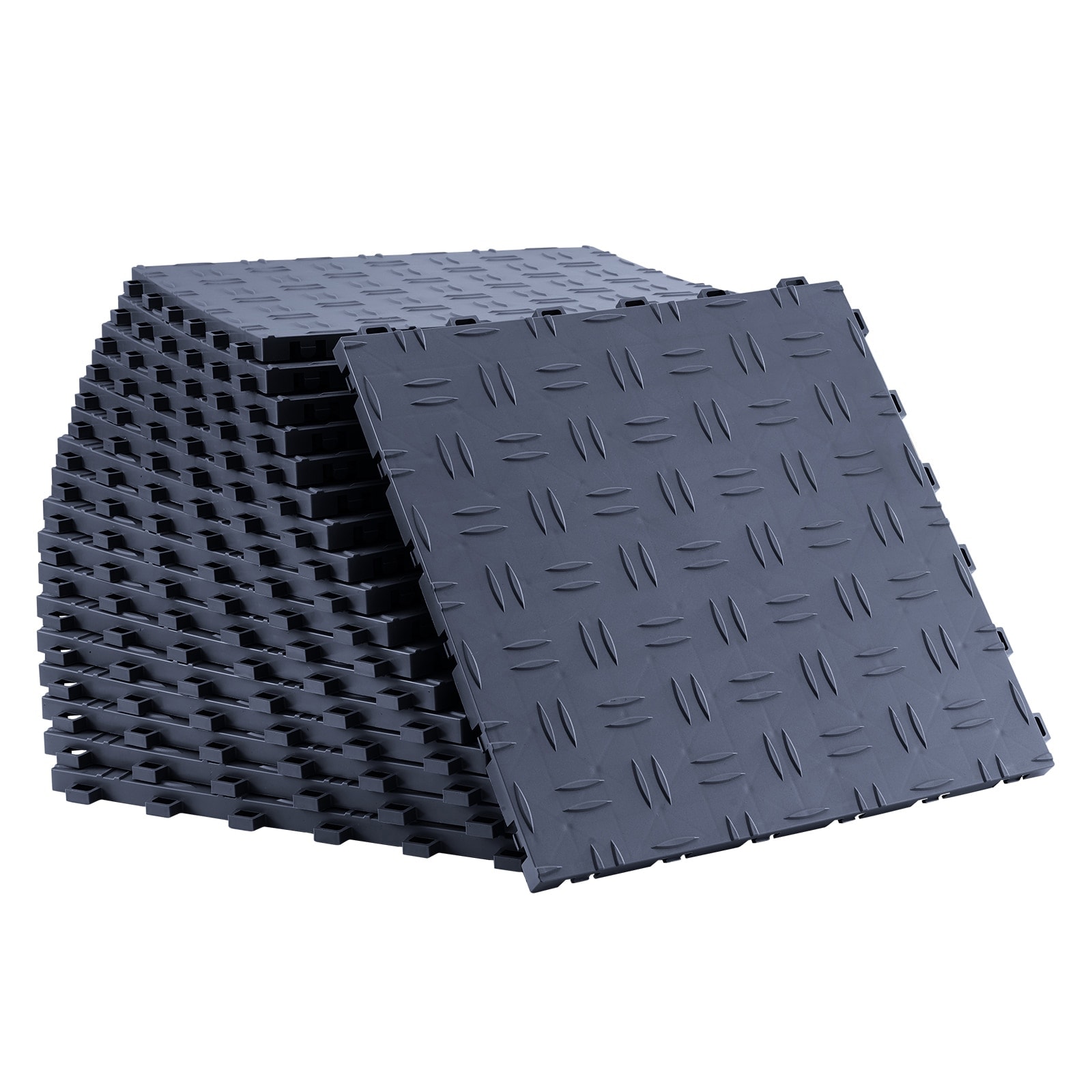 Tinyhomie Garage Tiles Interlocking 12 x 12 x 0.53 inch 50 Pack Garage Floor Covering Tiles Non-Slip Double-Sided Texture Garage Flooring Tiles for Garages Basements Repair Shops Graphite Gray