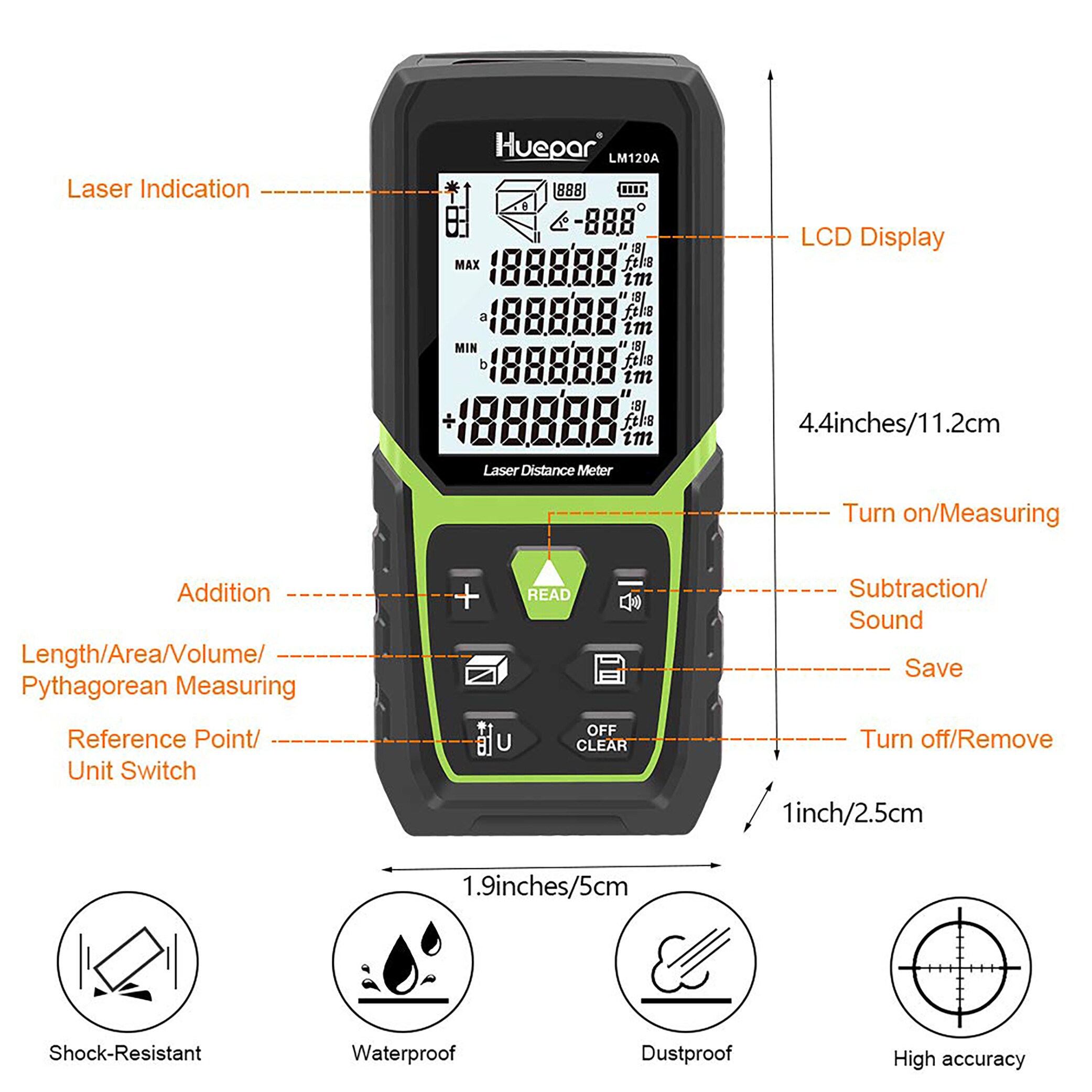 Huepar LM120A Laser-Distance-Measurers - View #8