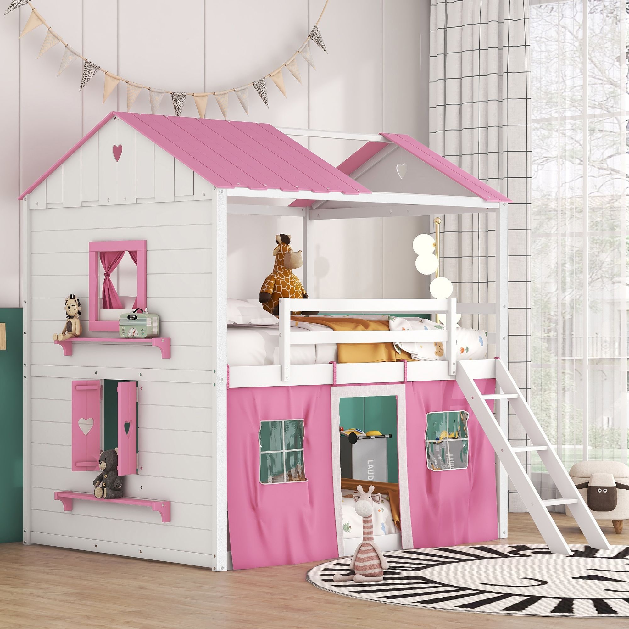 Yiekholo LL-1816AAH White Full loft Bunk Bed