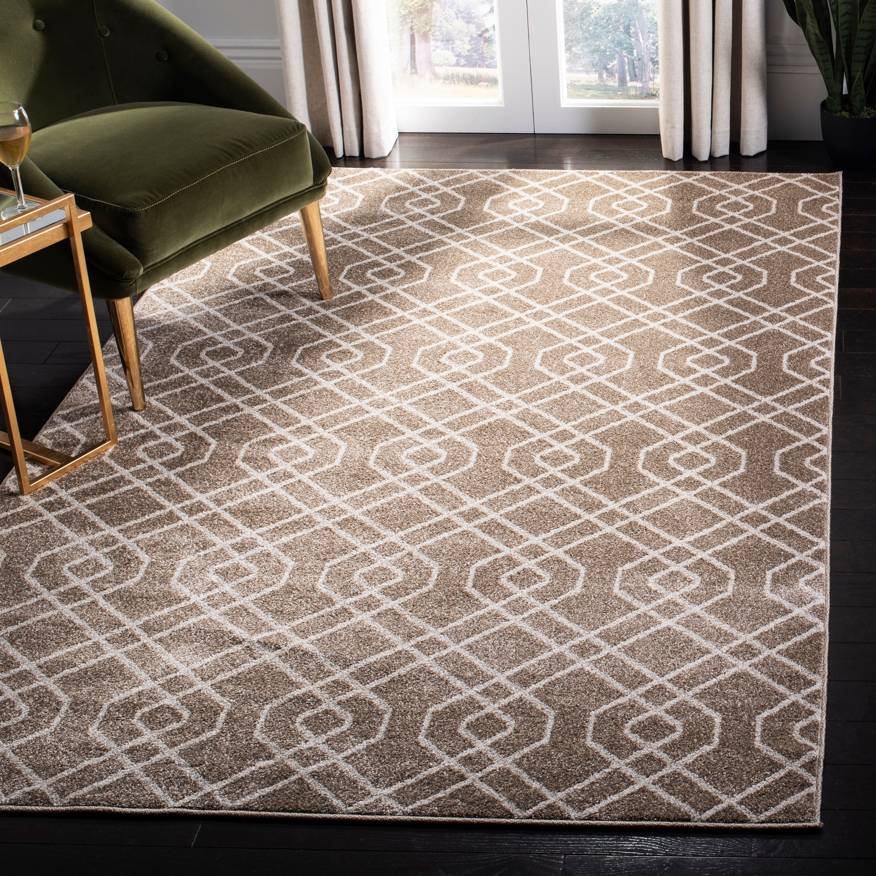 Safavieh AMT407S-4 Amherst Simpson 4 x 6 (ft) Loomed Synthetic Wheat/Beige Rectangular Indoor Mid-Century Modern Area rug
