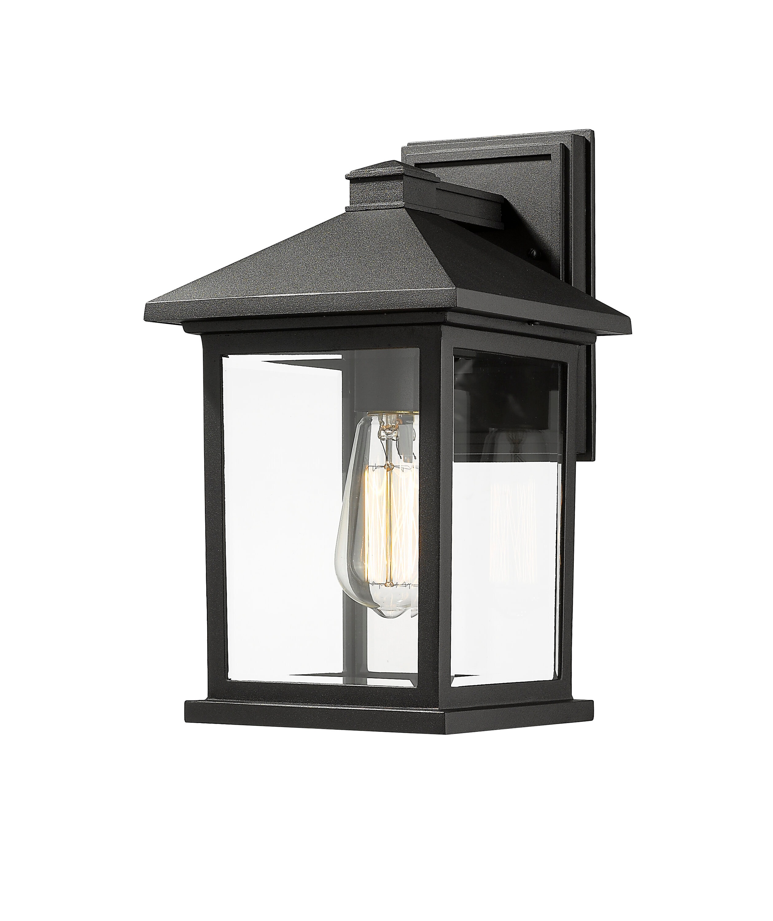 Z-Lite 531M-BK Portland 1 -Light 14-in H Matte Black Hardwired Outdoor Wall Light