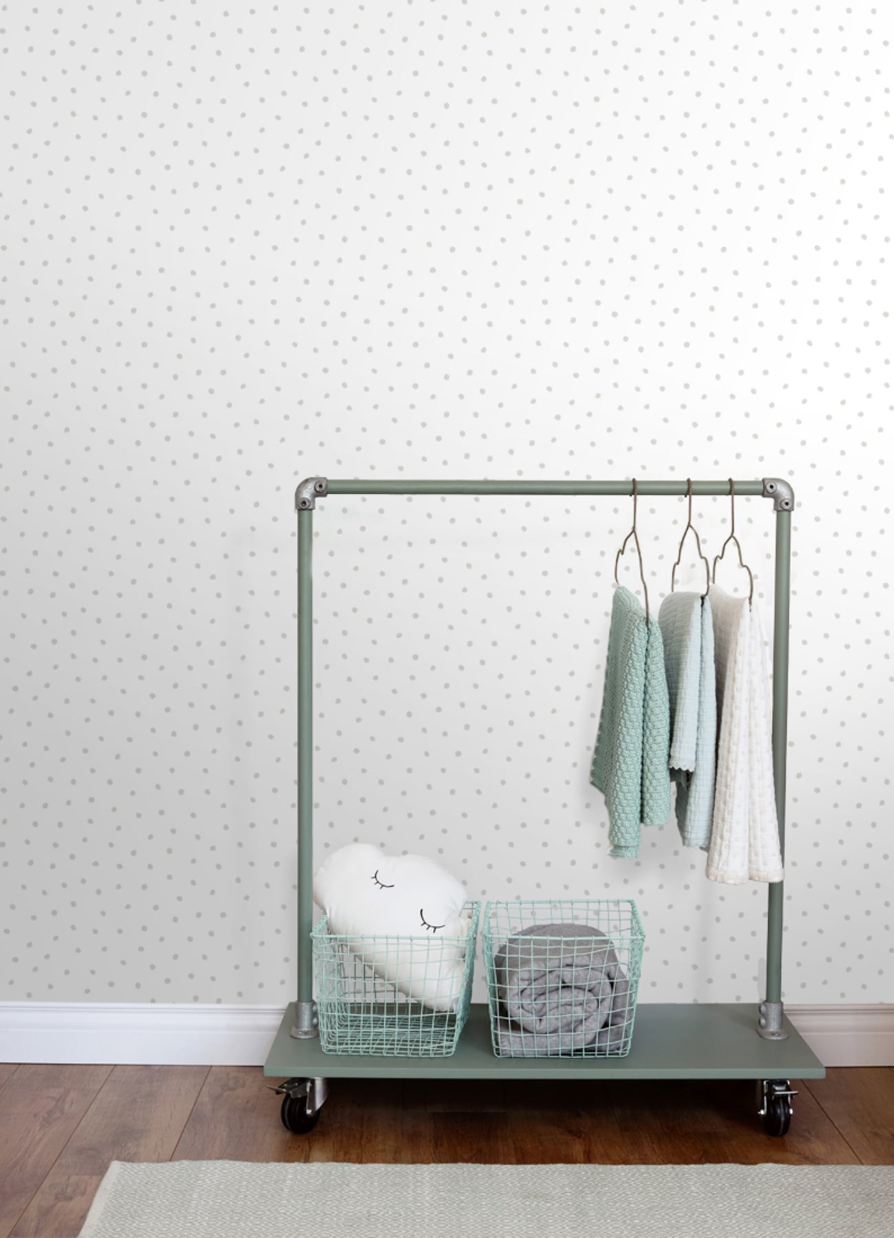Pixie Grey Dots Non-Woven Playful Wallpaper, 20.9-in x 33-ft