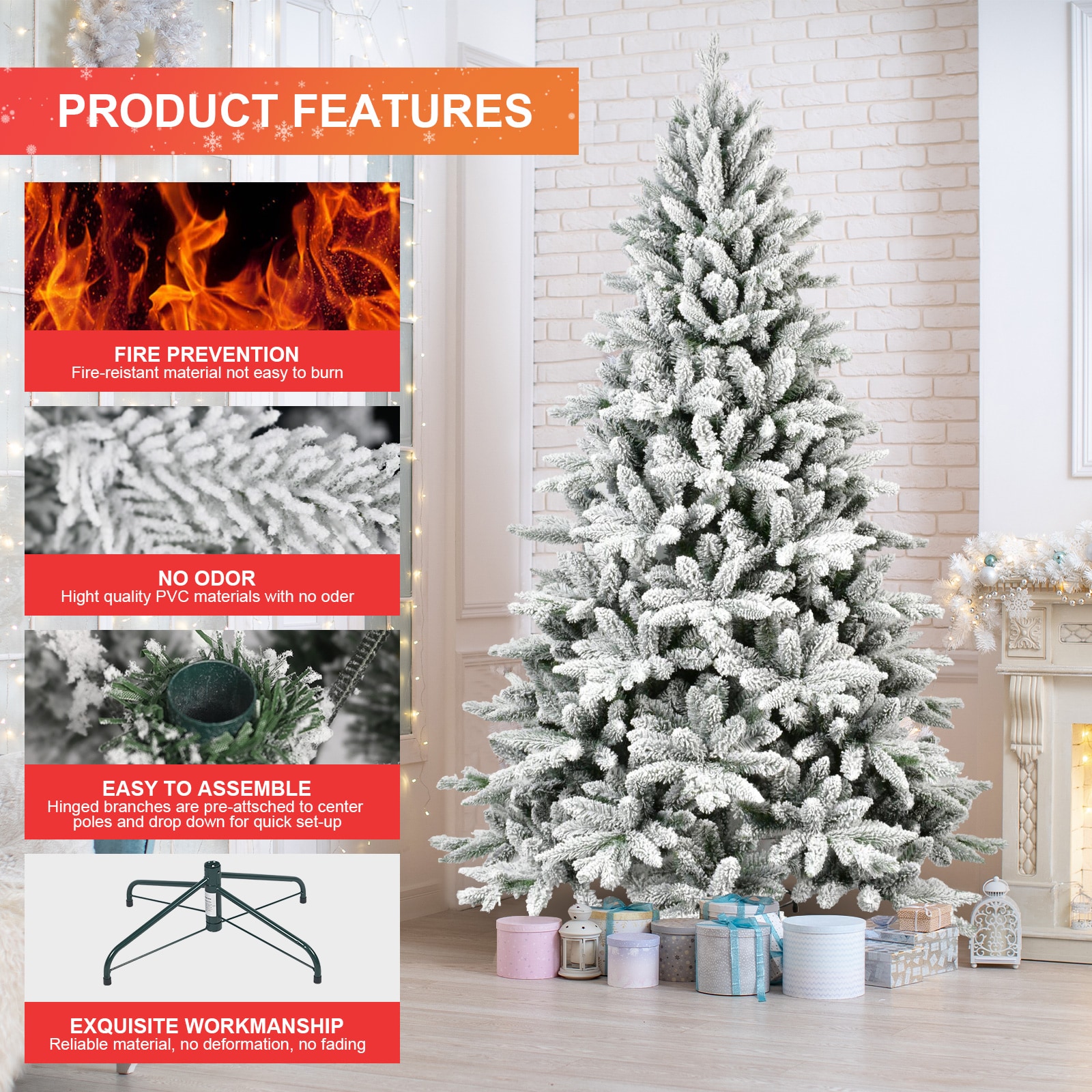 WELLFOR GD-X4YRJ-GN Artificial-Christmas-Trees - View #2