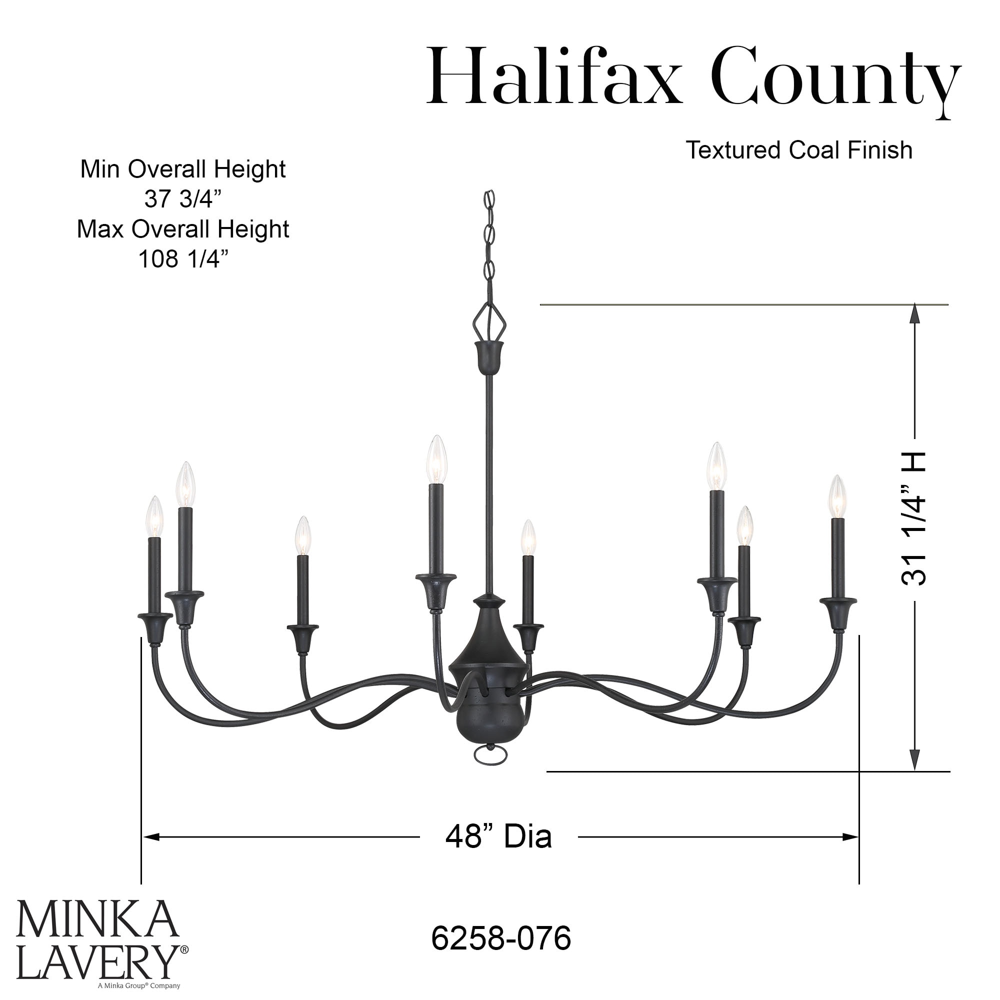 Textured Black 8-Light Candle Style Chandelier