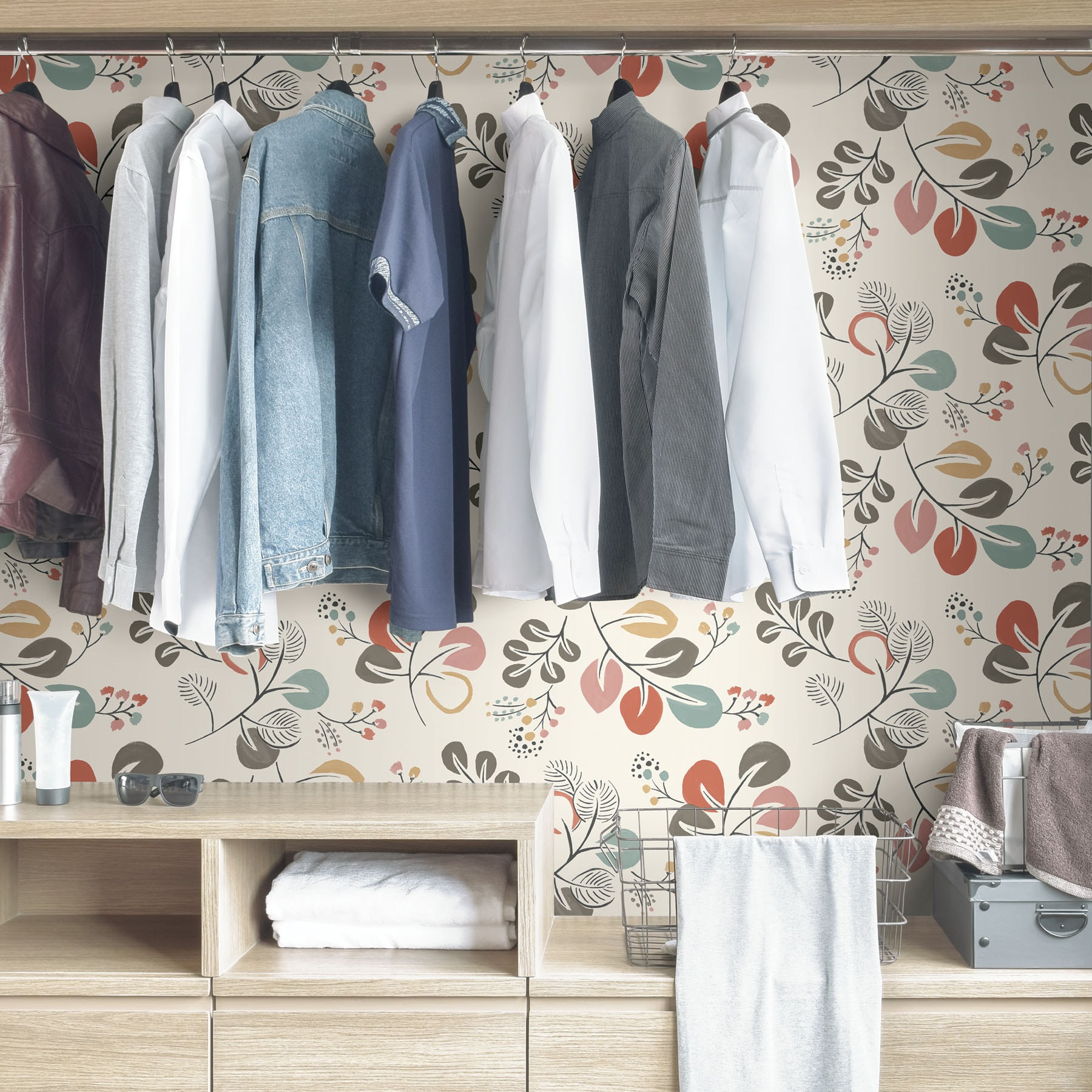 Astrilde Multicolor Botanical Peel and Stick Wallpaper