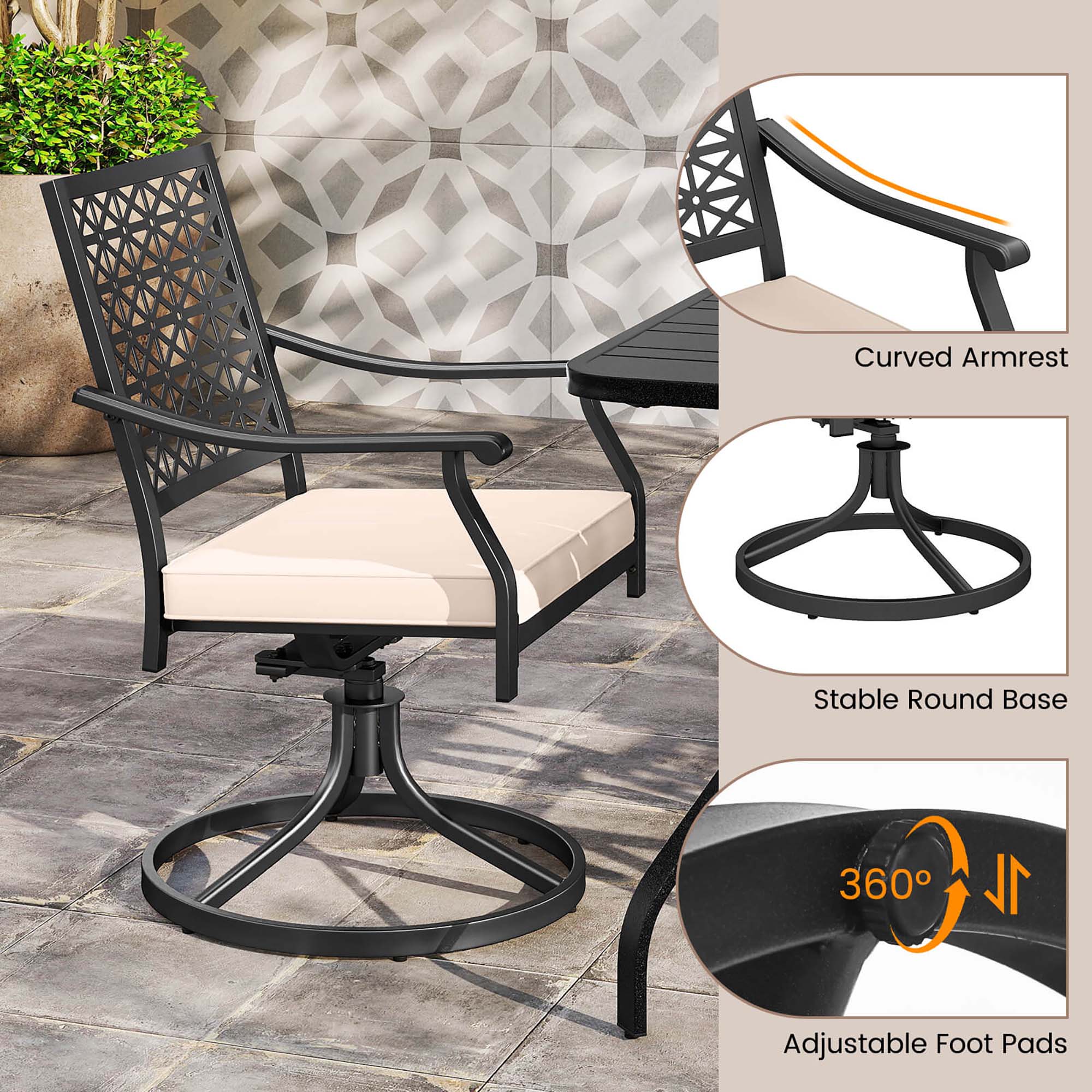 Costway Set of 2 Contemporary/Modern Polyester Upholstered Swivel — free download