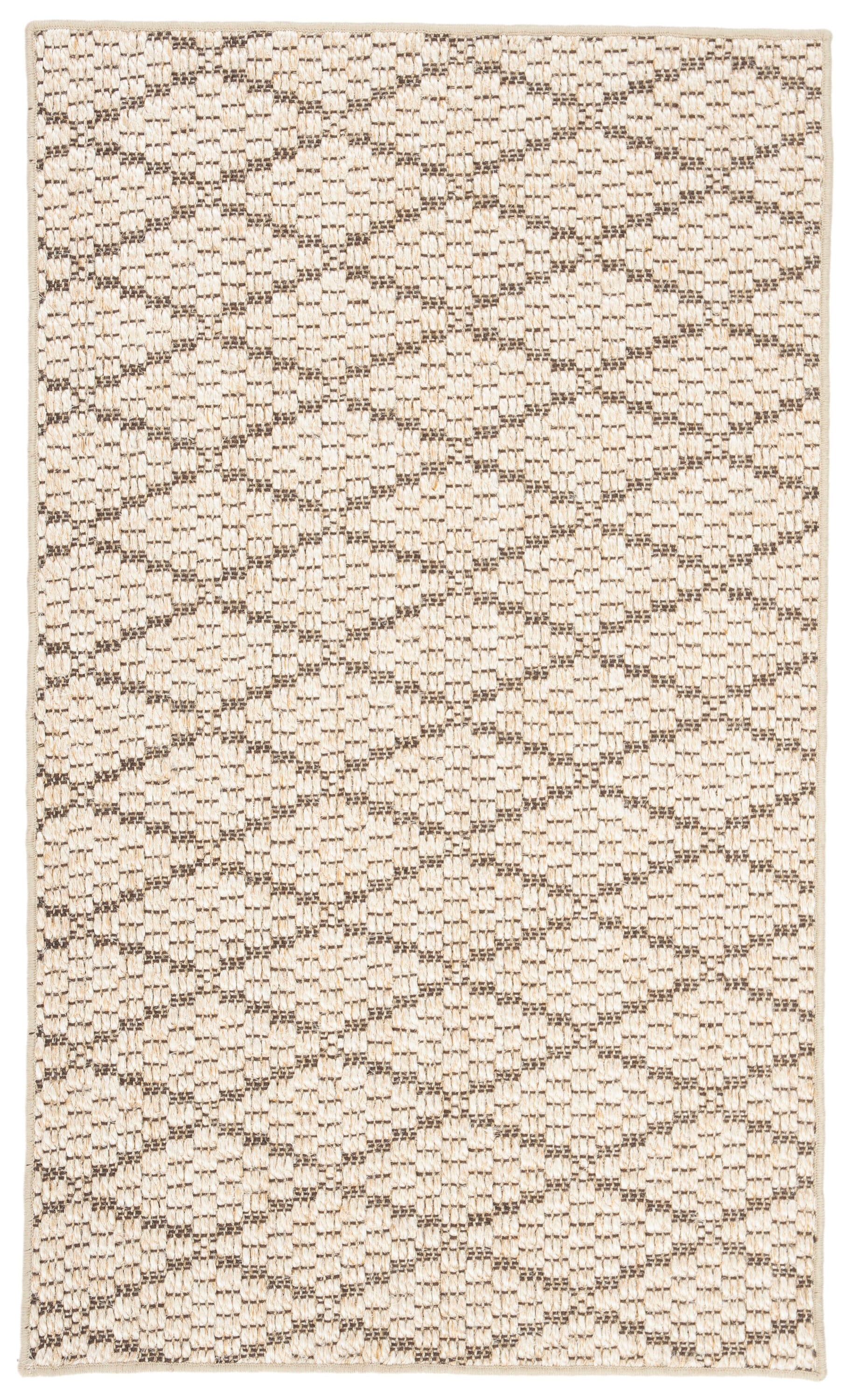 Beige and Brown Geometric Sisal Rectangular Area Rug, 3' x 5'