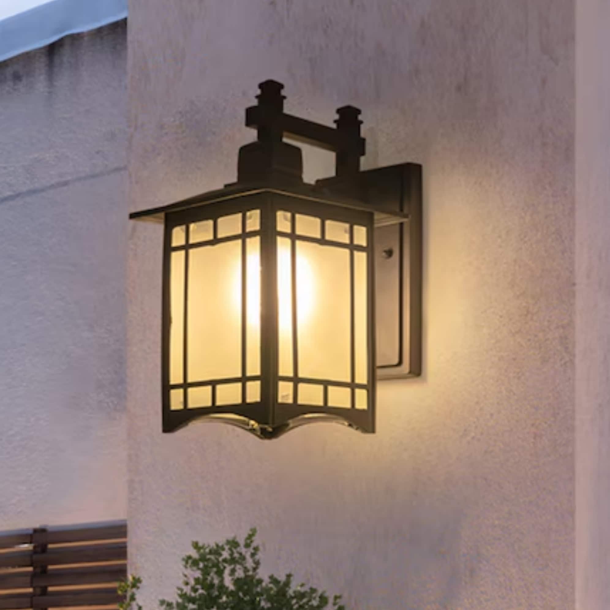 Oukaning HG-WMTZXL-4324-US 1 -Light 7.87-in H Brushed Black Hardwired Outdoor Wall Light