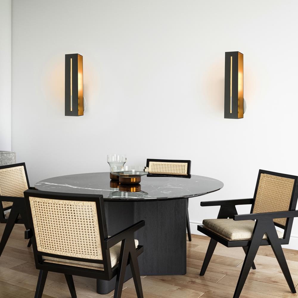 Modern Black Steel Rectangular Wall Sconce Light