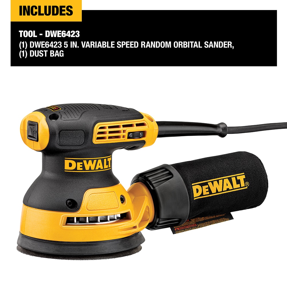 DEWALT 120 Volts 3 Amp Variable Random Orbital Corded Sander with Dust Management DWE6423 at Lowes