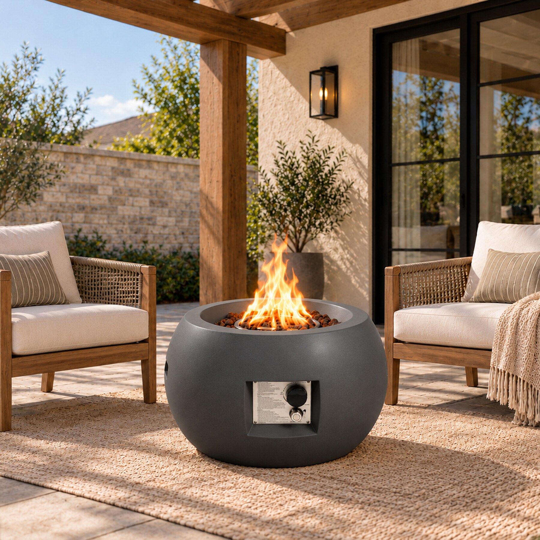 SINOFURN Outdoor Fire Pit Patio 24-in W 40000 Maximum BTUs Concrete ...
