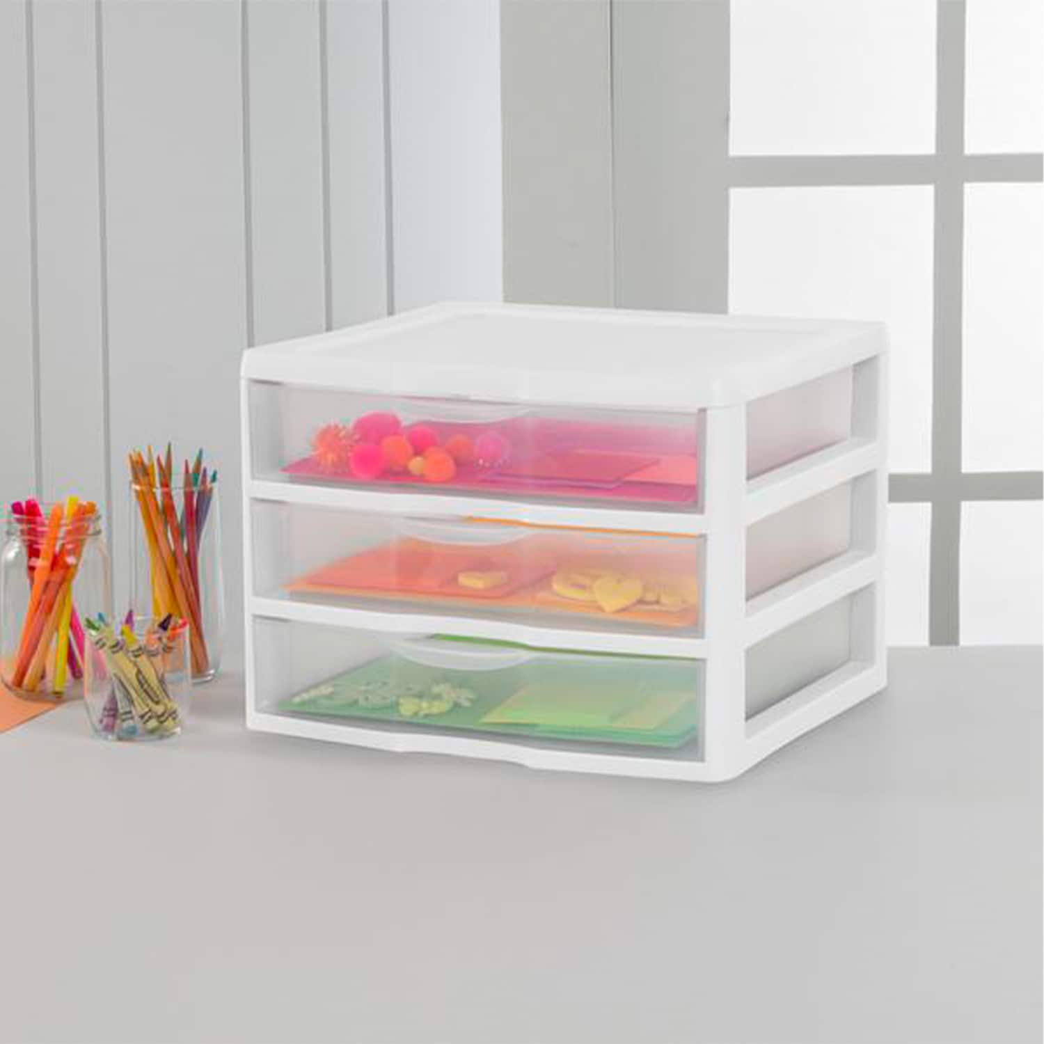 Sterilite Corporation 3 Pack 3 Drawers White Stackable Plastic Storage