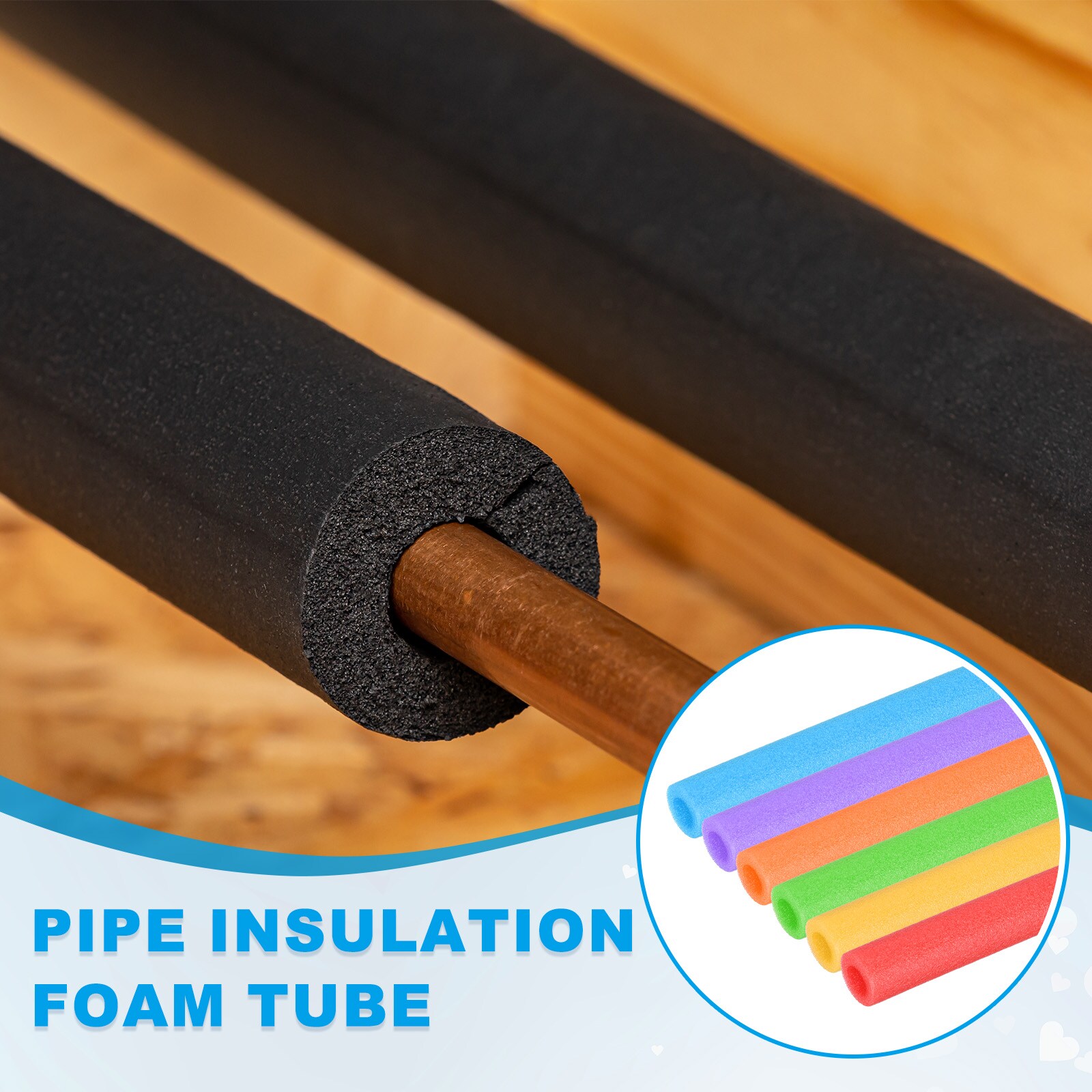PATIKIL Pipe Insulation Foam Tube Foam Pipe Tubing Covers Pink in the ...